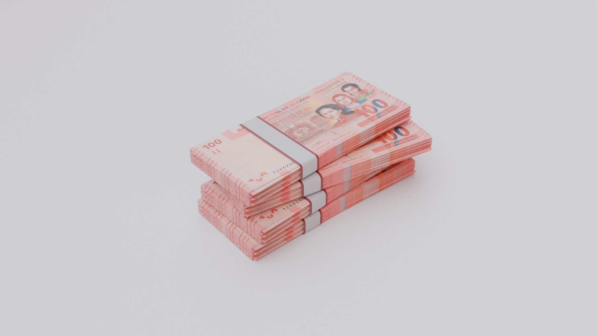 100 Bolivian boliviano Currency Low-poly 3D model_2