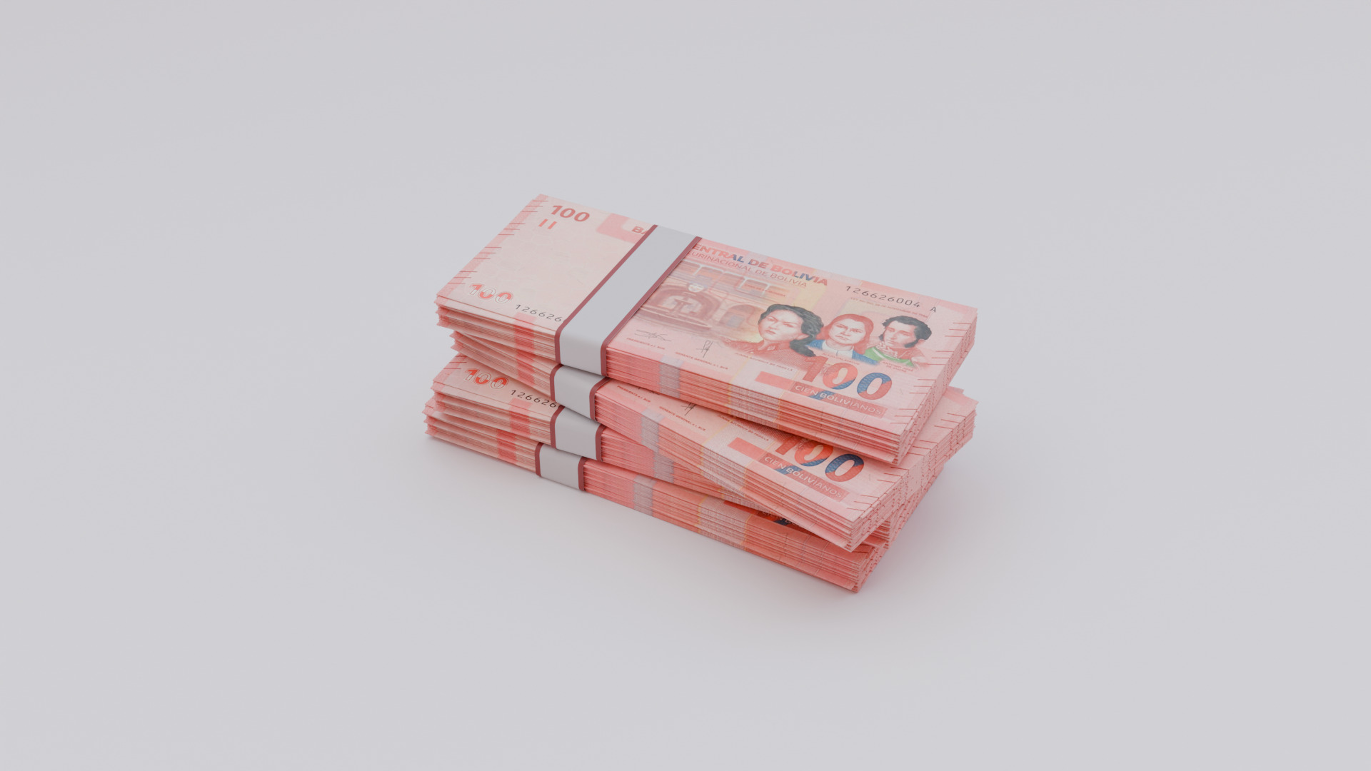 100 Bolivian boliviano Currency Low-poly 3D model_1