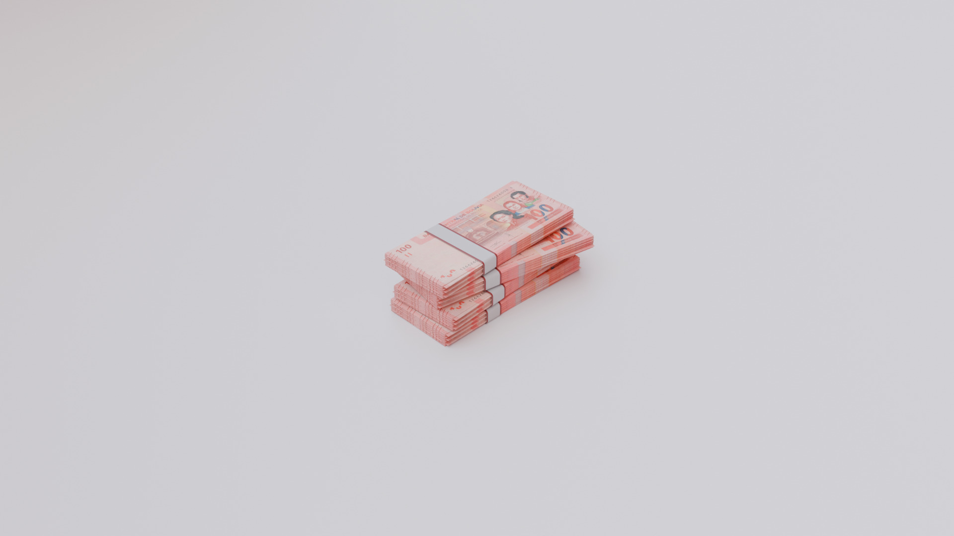 100 Bolivian boliviano Currency Low-poly 3D model_5
