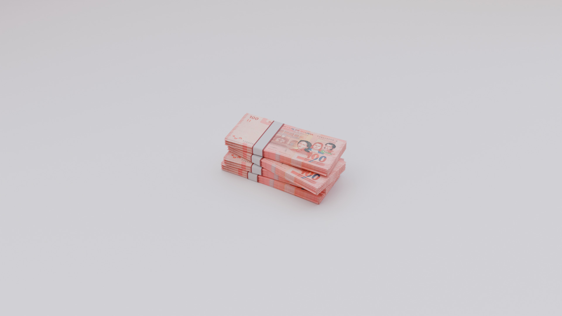 100 Bolivian boliviano Currency Low-poly 3D model_4