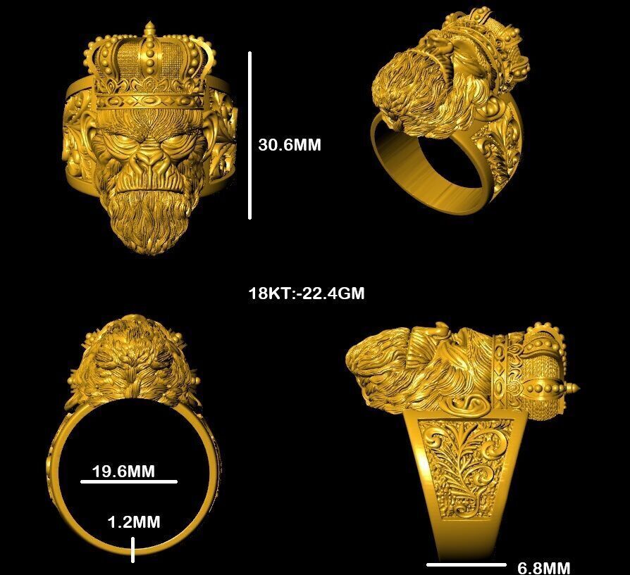 Gorilla Ring For Men 3D print model_3