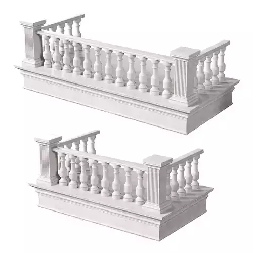 Classic Marble Balcony with Petite Marble Balusters  3D model