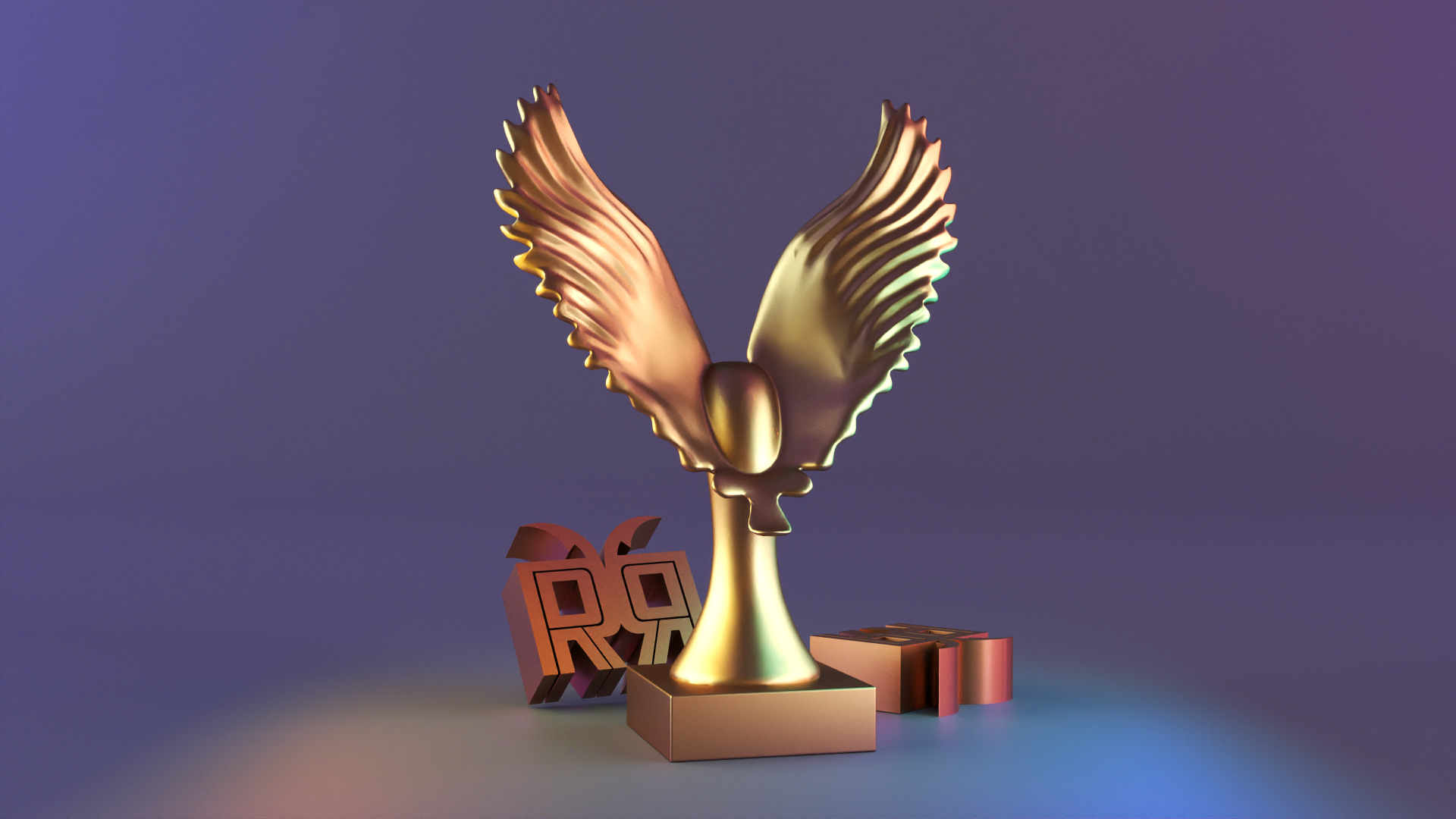 Golden Wings Majestic Bird Statue 3D print model_15