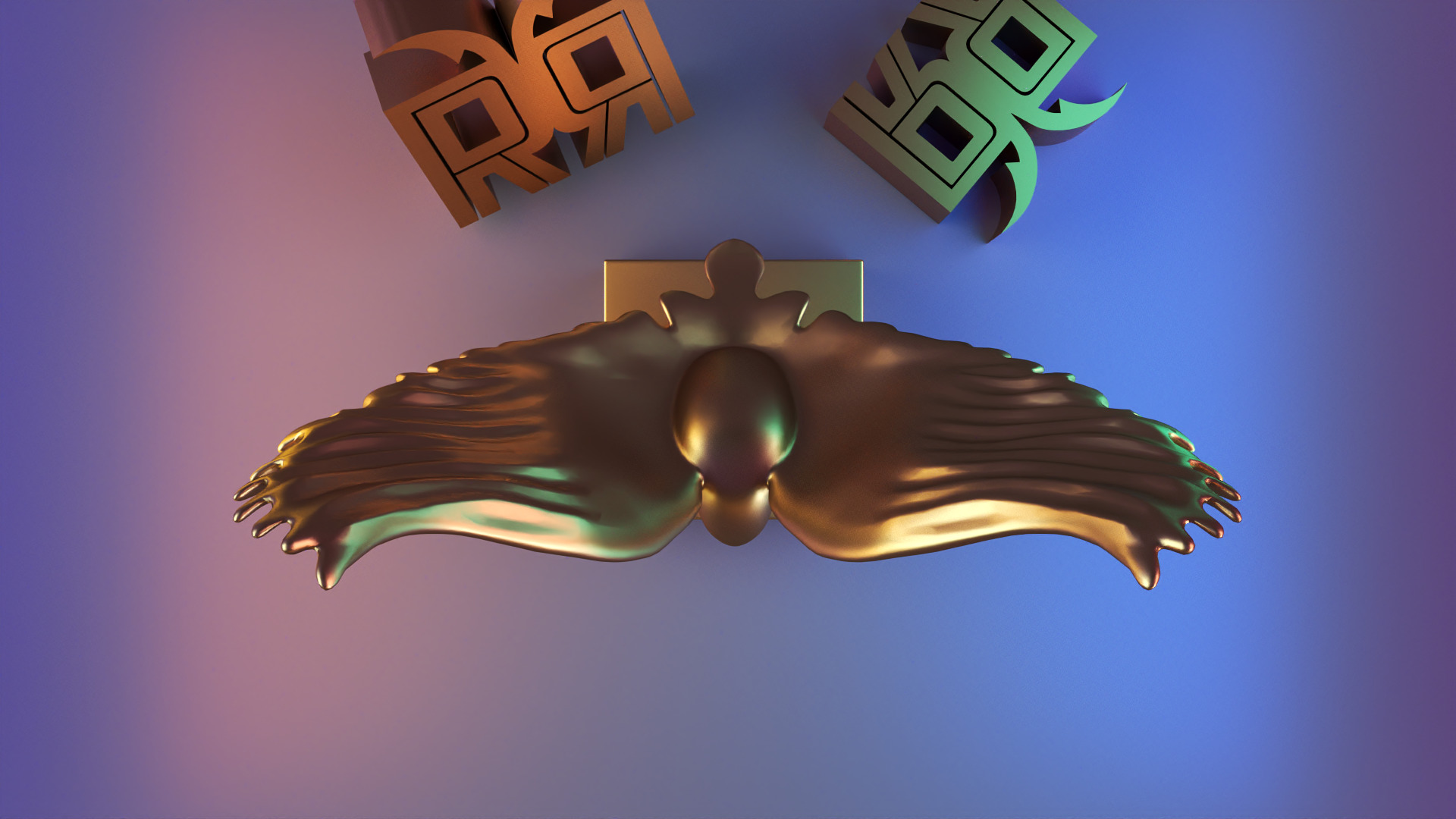 Golden Wings Majestic Bird Statue 3D print model_4