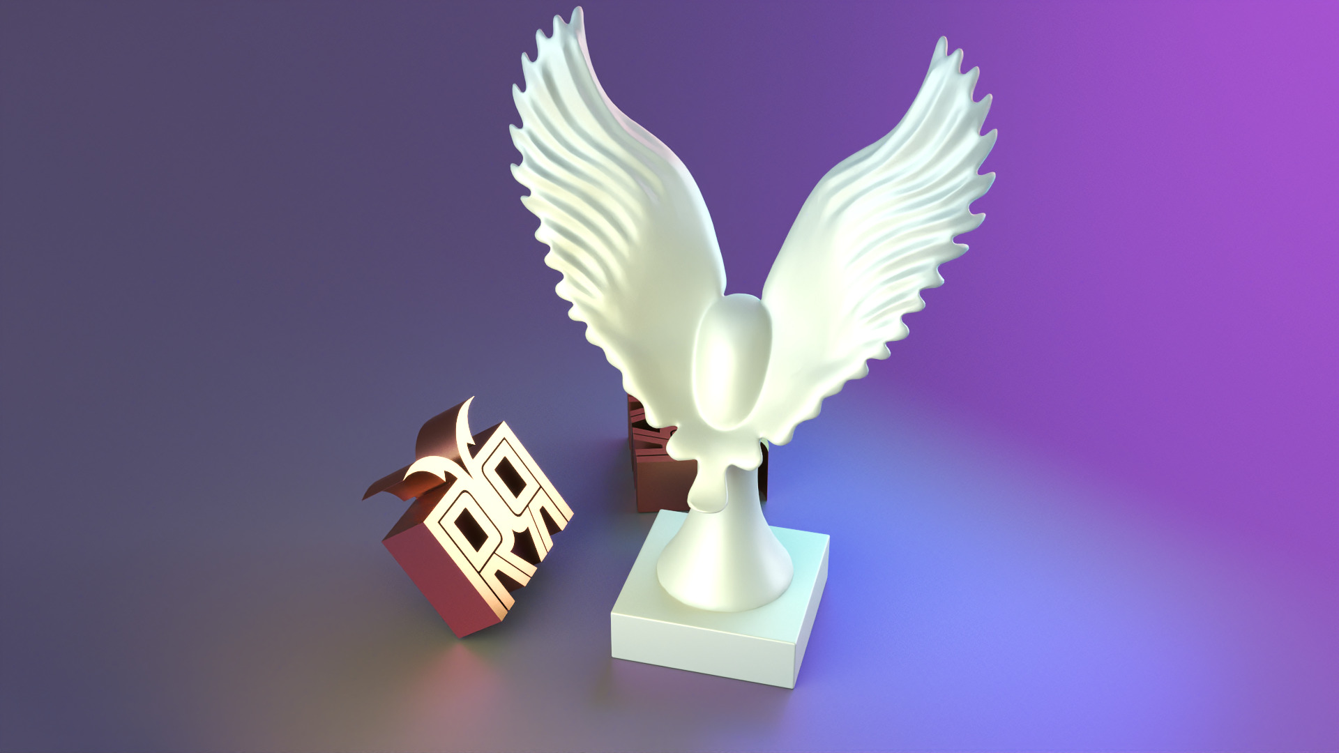 Golden Wings Majestic Bird Statue 3D print model_9
