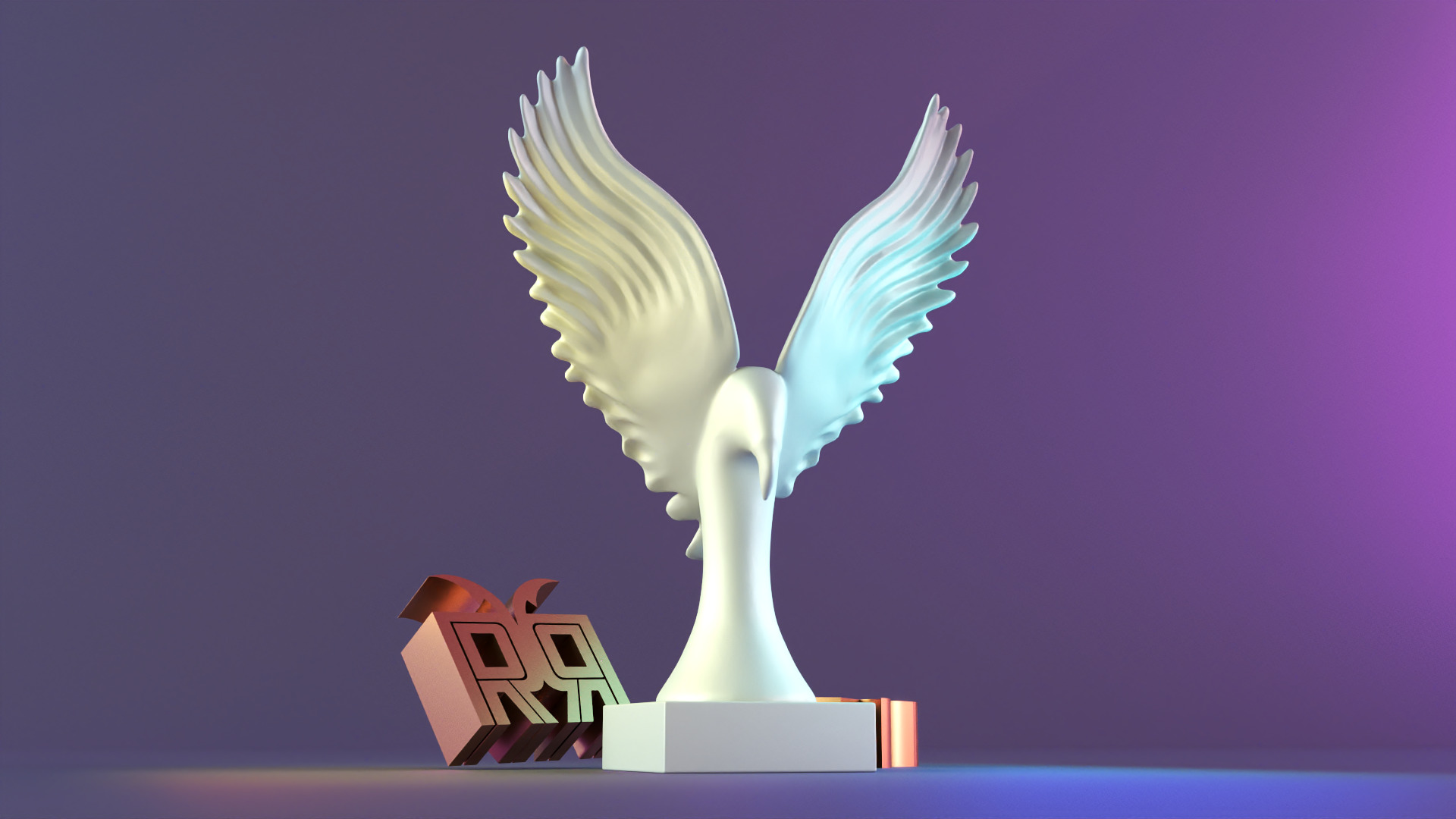 Golden Wings Majestic Bird Statue 3D print model_2