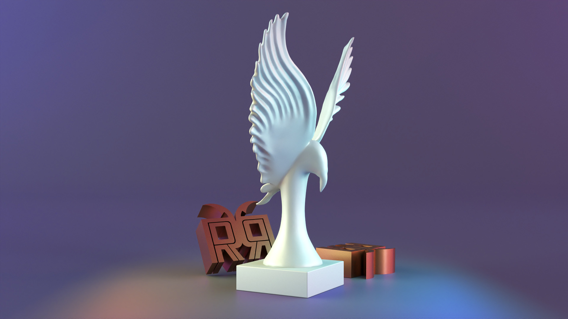Golden Wings Majestic Bird Statue 3D print model_13