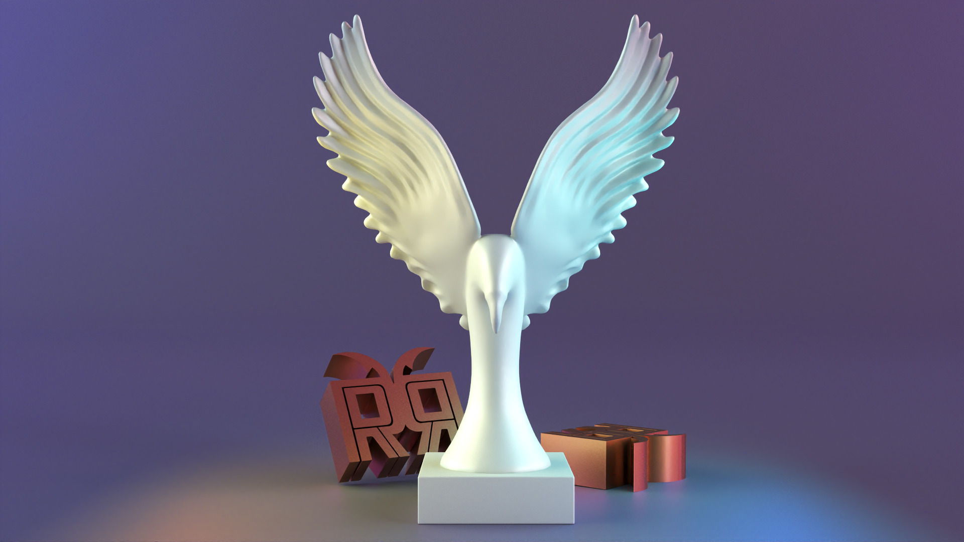 Golden Wings Majestic Bird Statue 3D print model_12