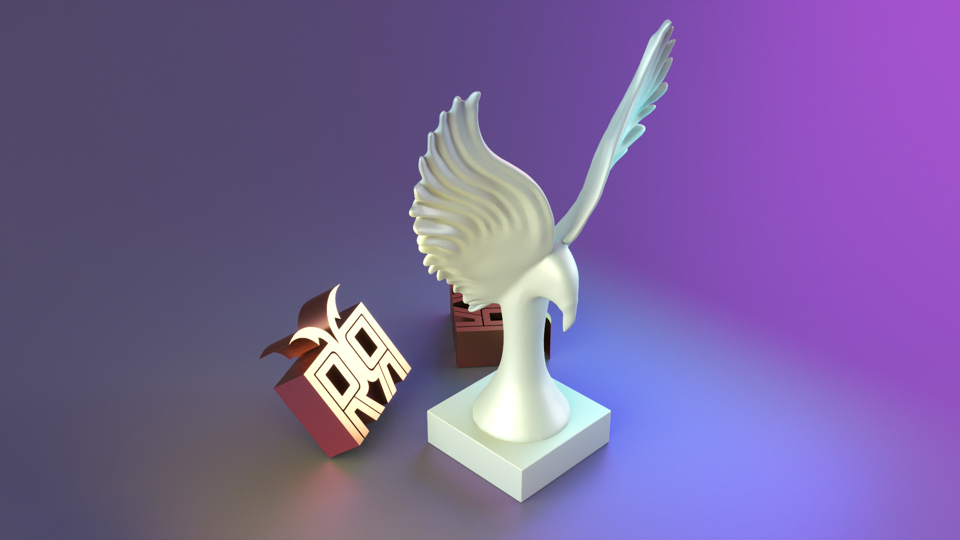Golden Wings Majestic Bird Statue 3D print model_7