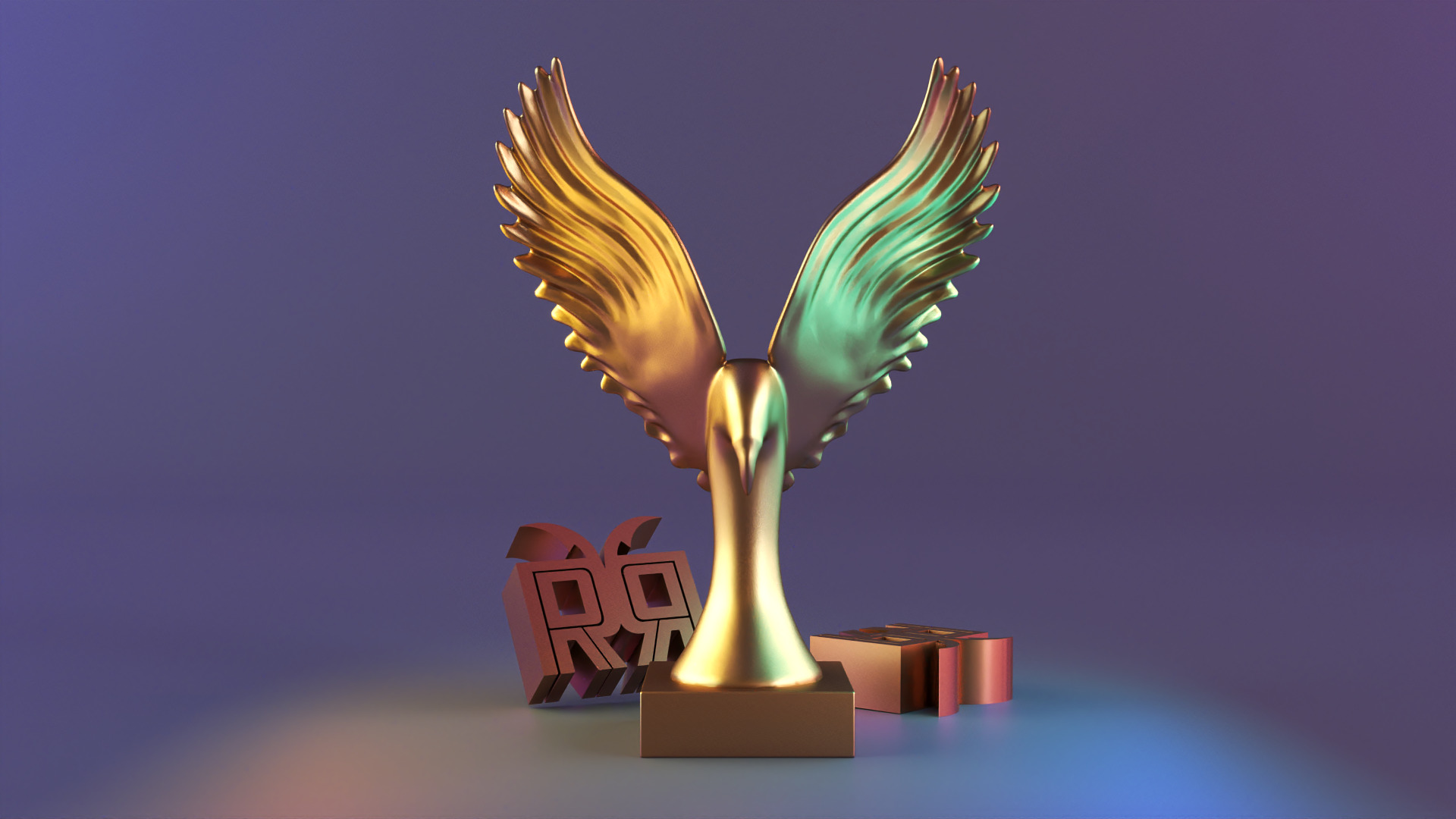 Golden Wings Majestic Bird Statue 3D print model_16