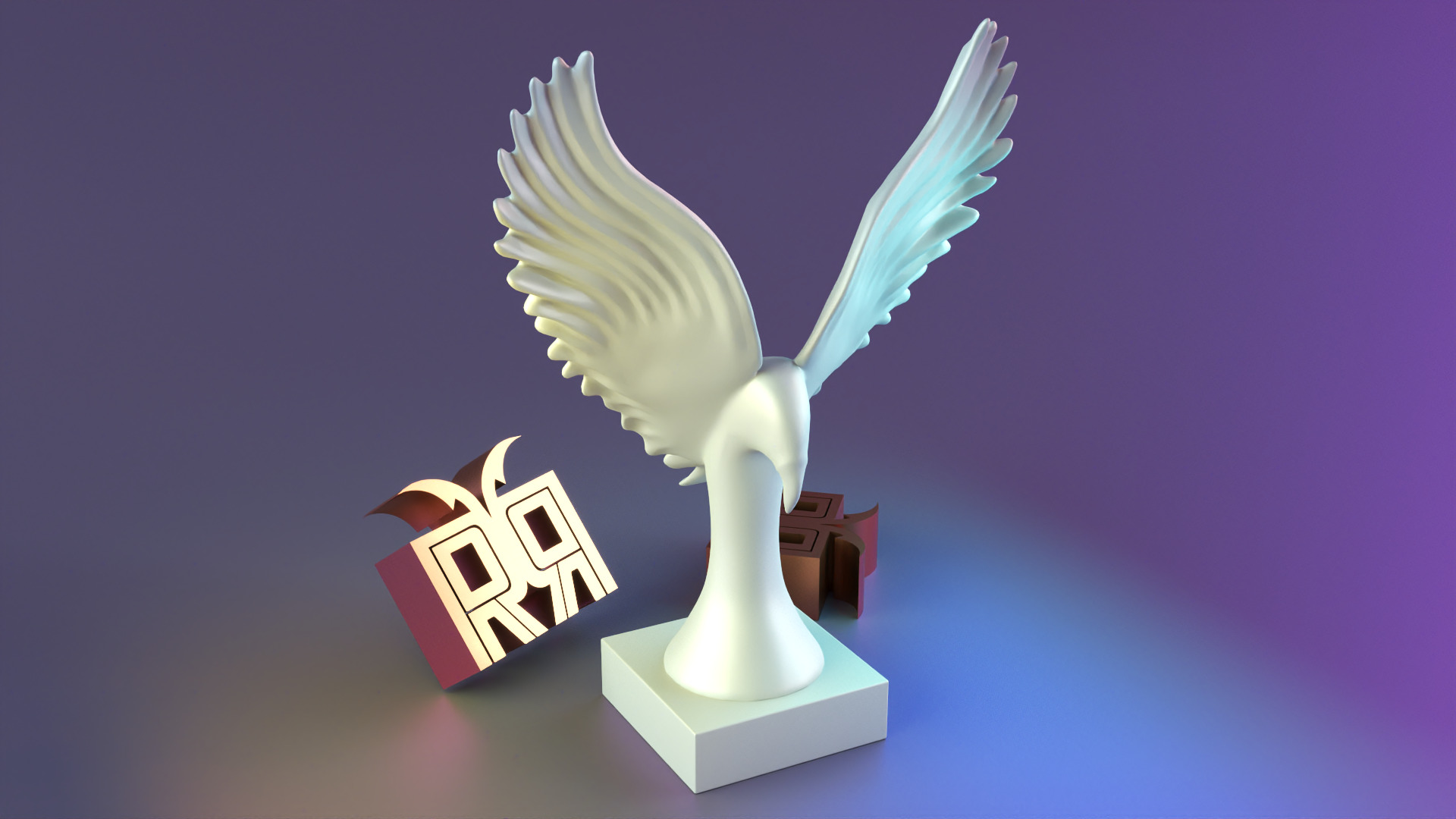 Golden Wings Majestic Bird Statue 3D print model_11