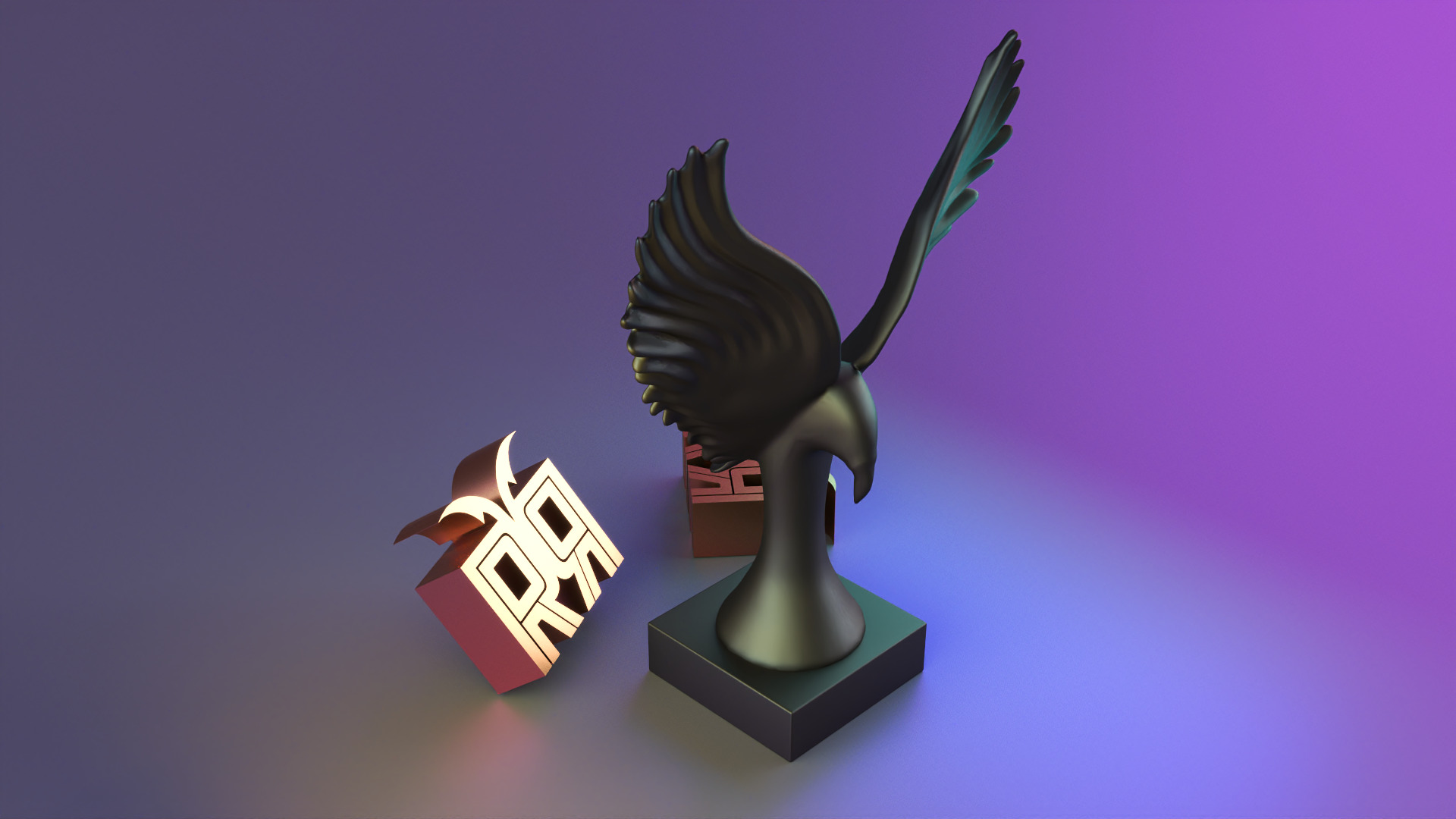 Golden Wings Majestic Bird Statue 3D print model_6