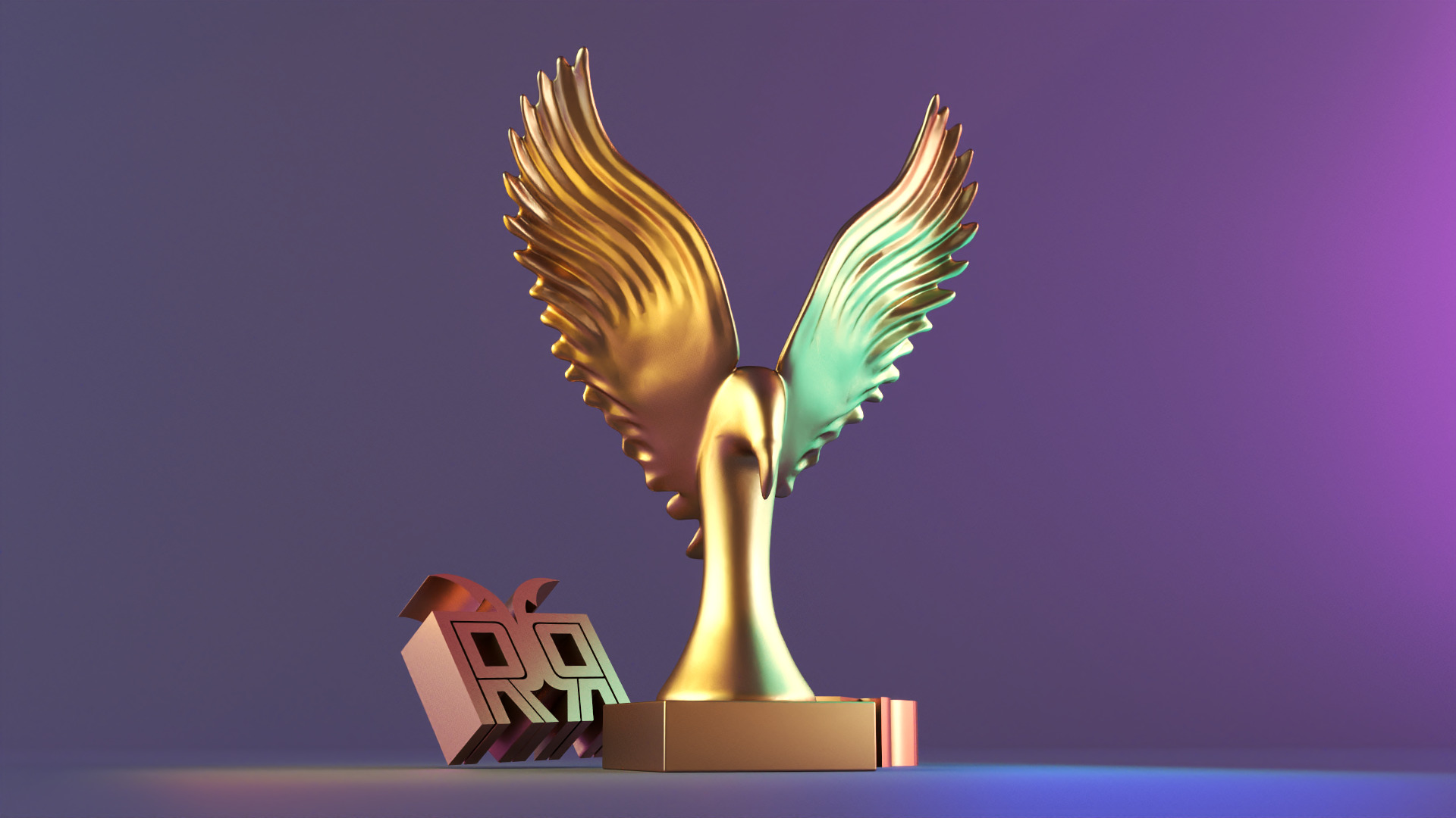Golden Wings Majestic Bird Statue 3D print model_17