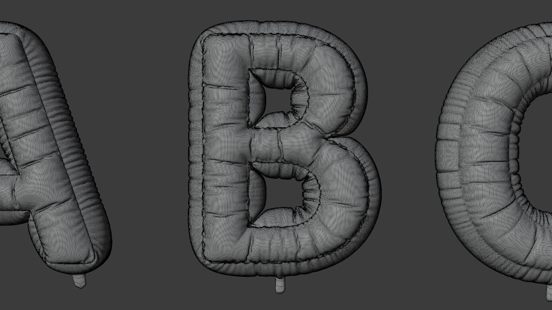 Alphabet Balloons 3D model_2