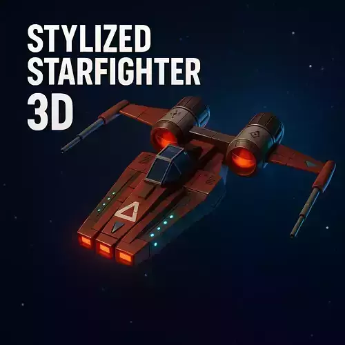 stylized 3d starfighter 1 Game-Ready Sci-Fi Spaceship in Blender