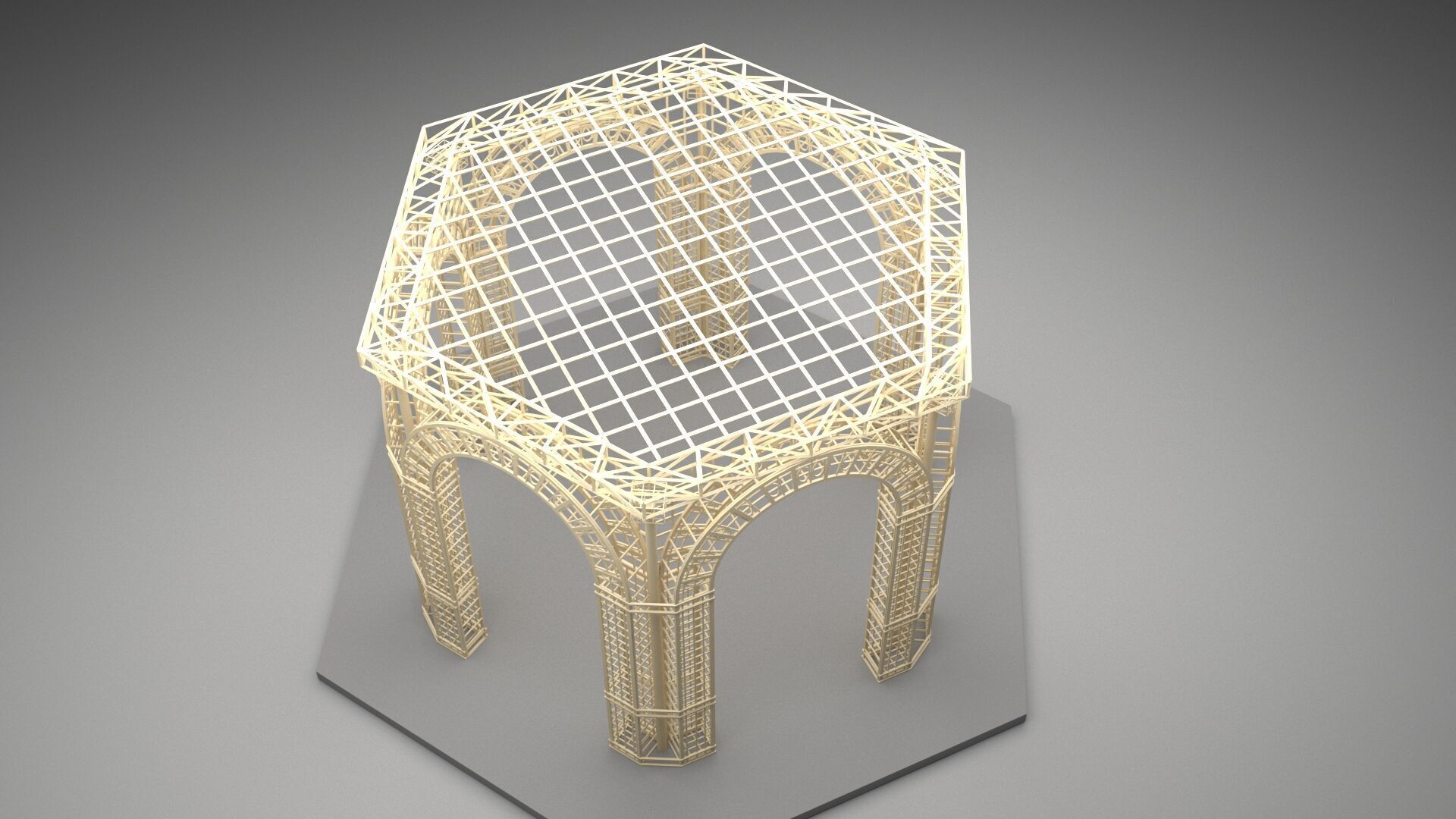 Gazebo Metal Dome Structure Gazebo Dome hexagon structure Arch 3D model_10