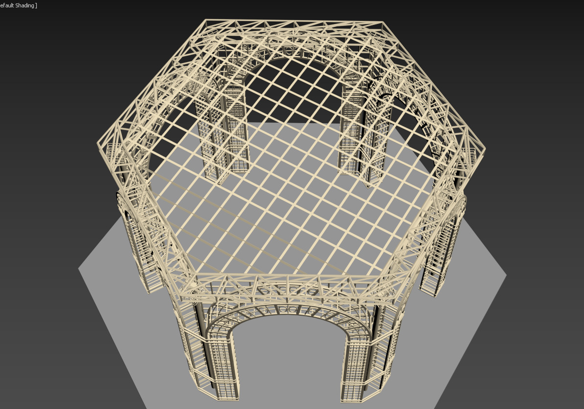 Gazebo Metal Dome Structure Gazebo Dome hexagon structure Arch 3D model_8