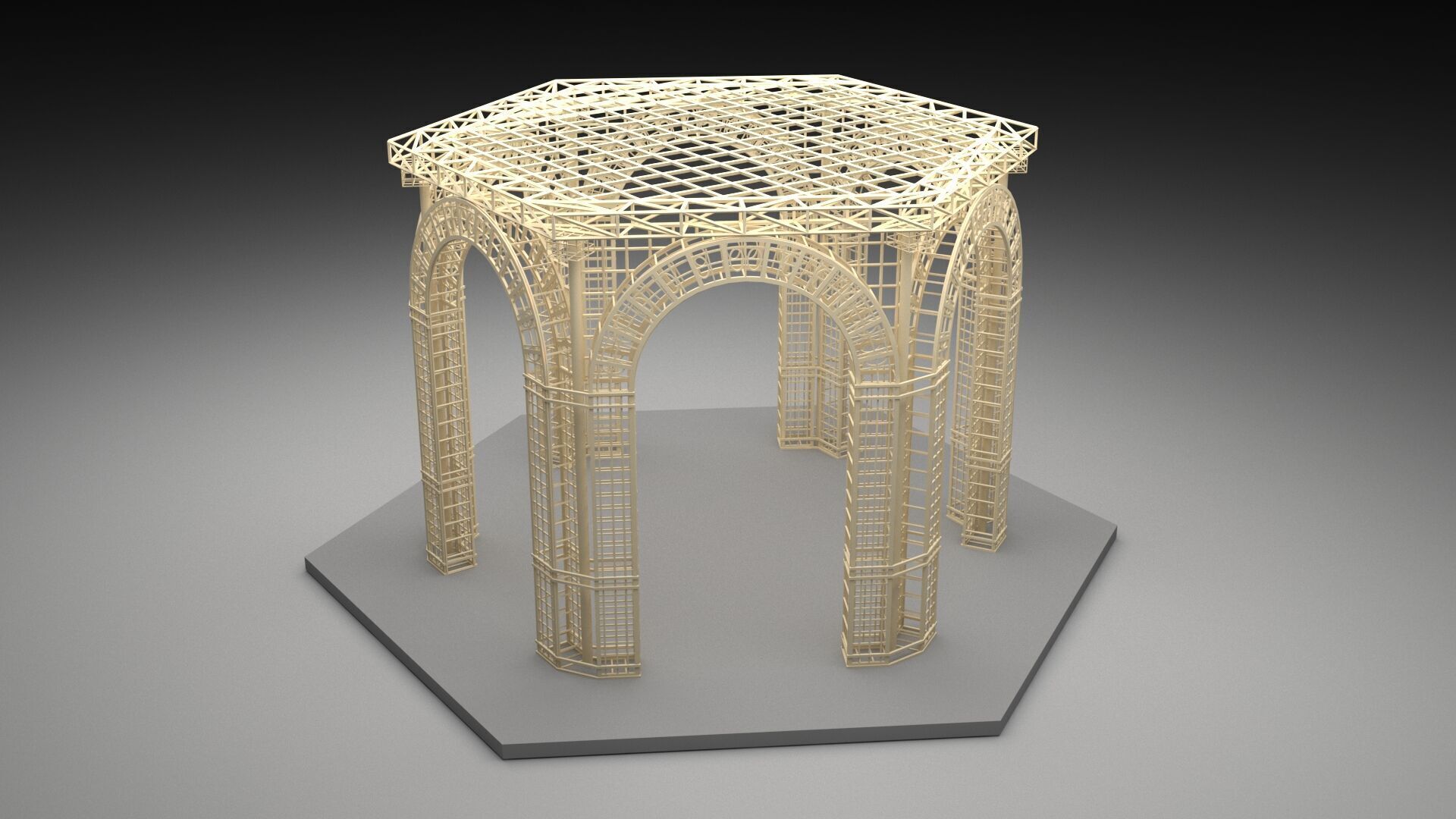 Gazebo Metal Dome Structure Gazebo Dome hexagon structure Arch 3D model_12