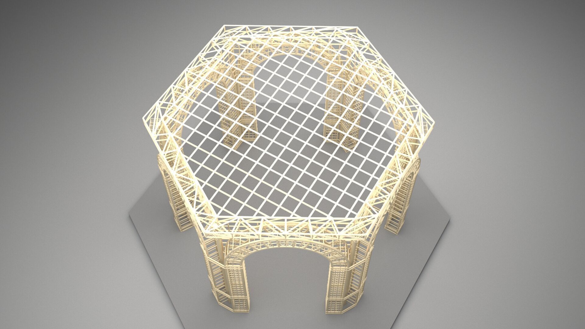 Gazebo Metal Dome Structure Gazebo Dome hexagon structure Arch 3D model_11