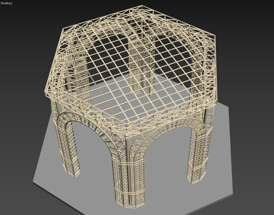 Gazebo Metal Dome Structure Gazebo Dome hexagon structure Arch 3D model_6