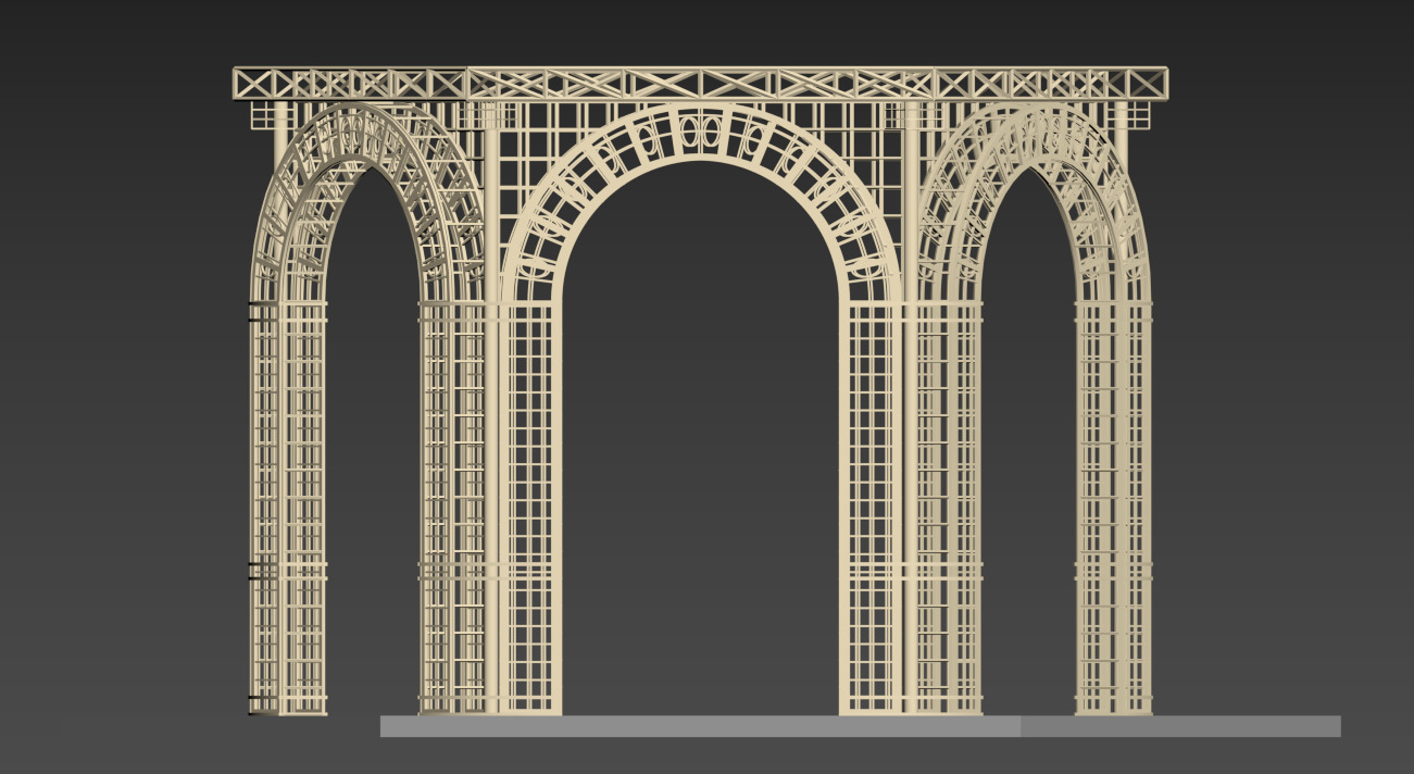 Gazebo Metal Dome Structure Gazebo Dome hexagon structure Arch 3D model_1