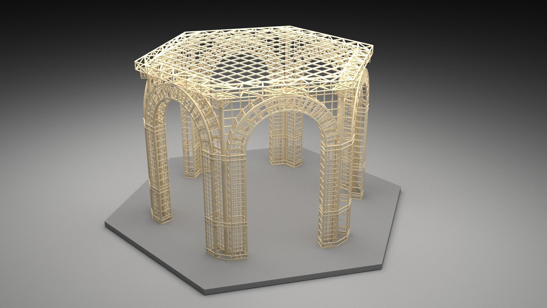 Gazebo Metal Dome Structure Gazebo Dome hexagon structure Arch 3D model_13