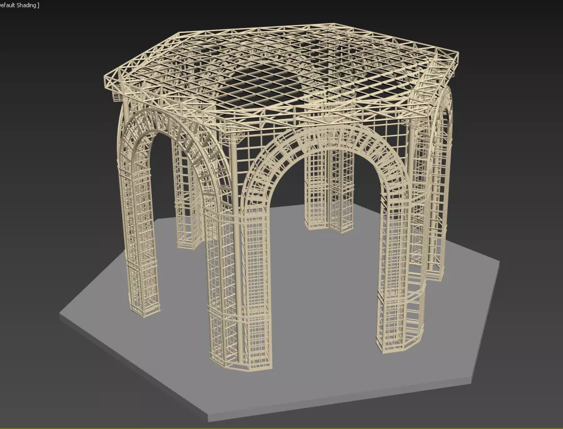 Gazebo Metal Dome Structure Gazebo Dome hexagon structure Arch 3D model_0