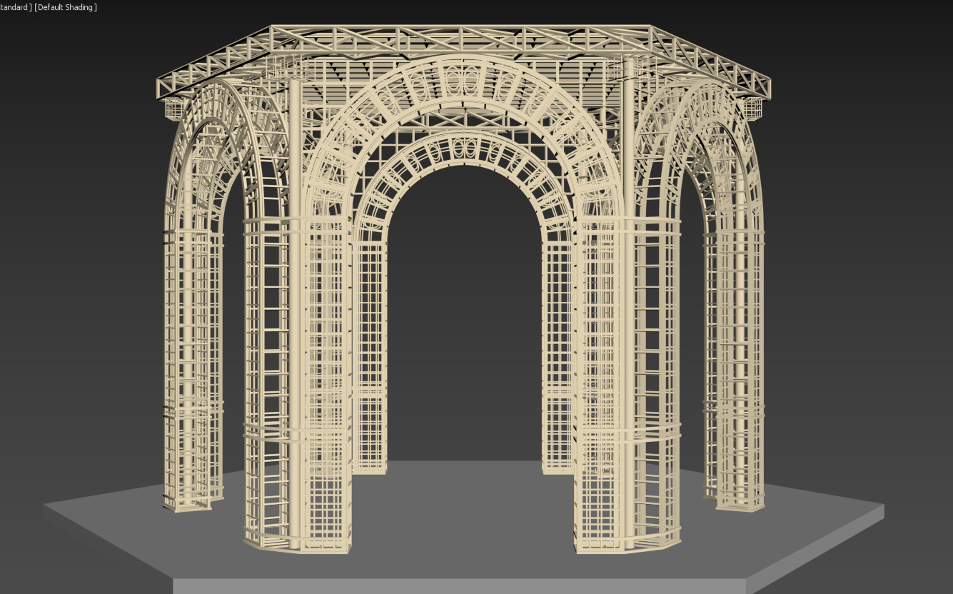 Gazebo Metal Dome Structure Gazebo Dome hexagon structure Arch 3D model_3