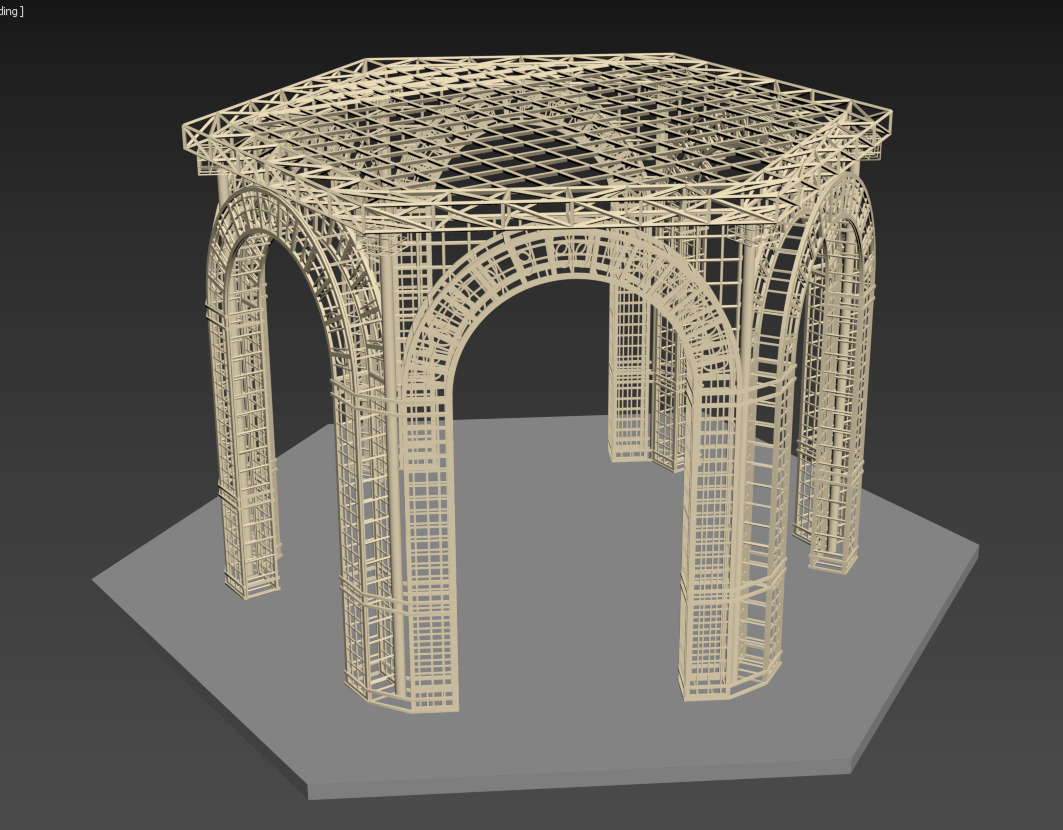 Gazebo Metal Dome Structure Gazebo Dome hexagon structure Arch 3D model_2