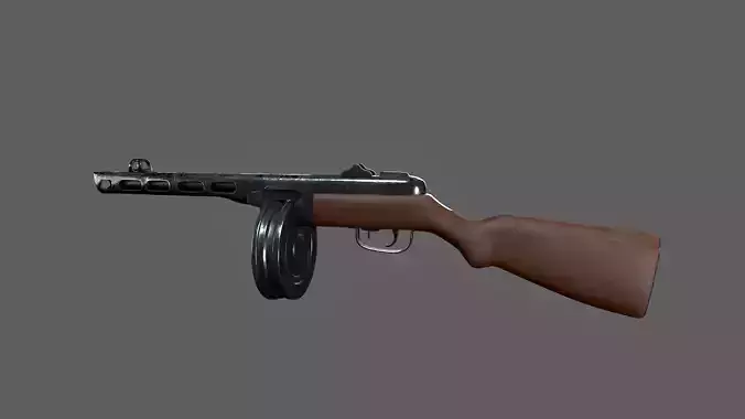 PPSh41 Submachine Gun Low-poly 3D model