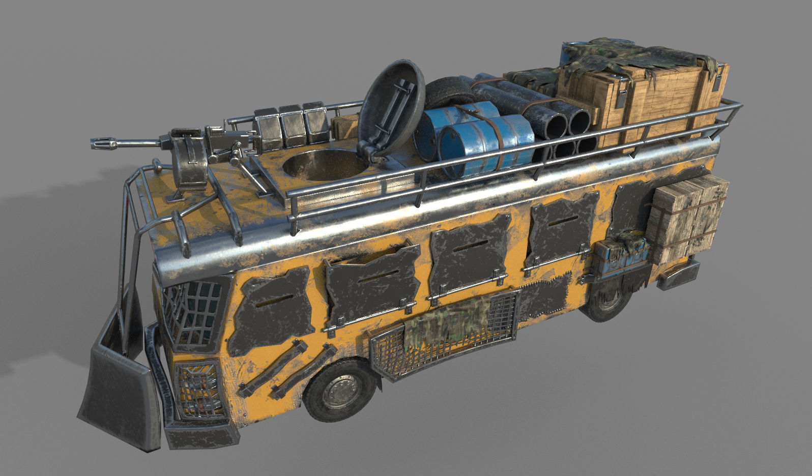 Apocalypse bus Free low-poly 3D model_4