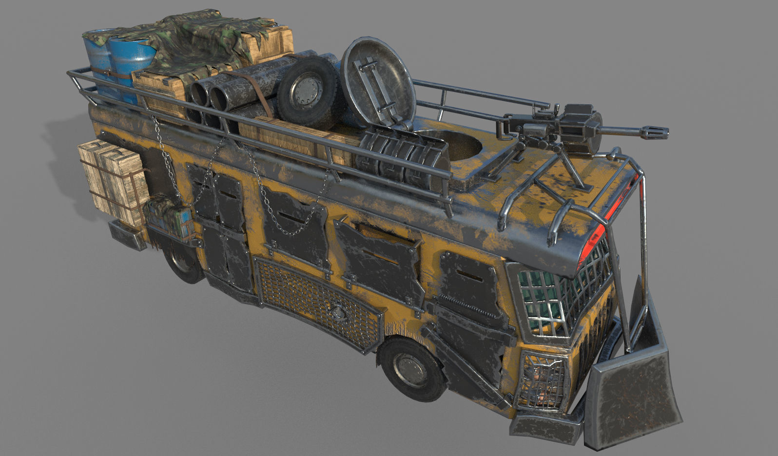 Apocalypse bus Free low-poly 3D model_3