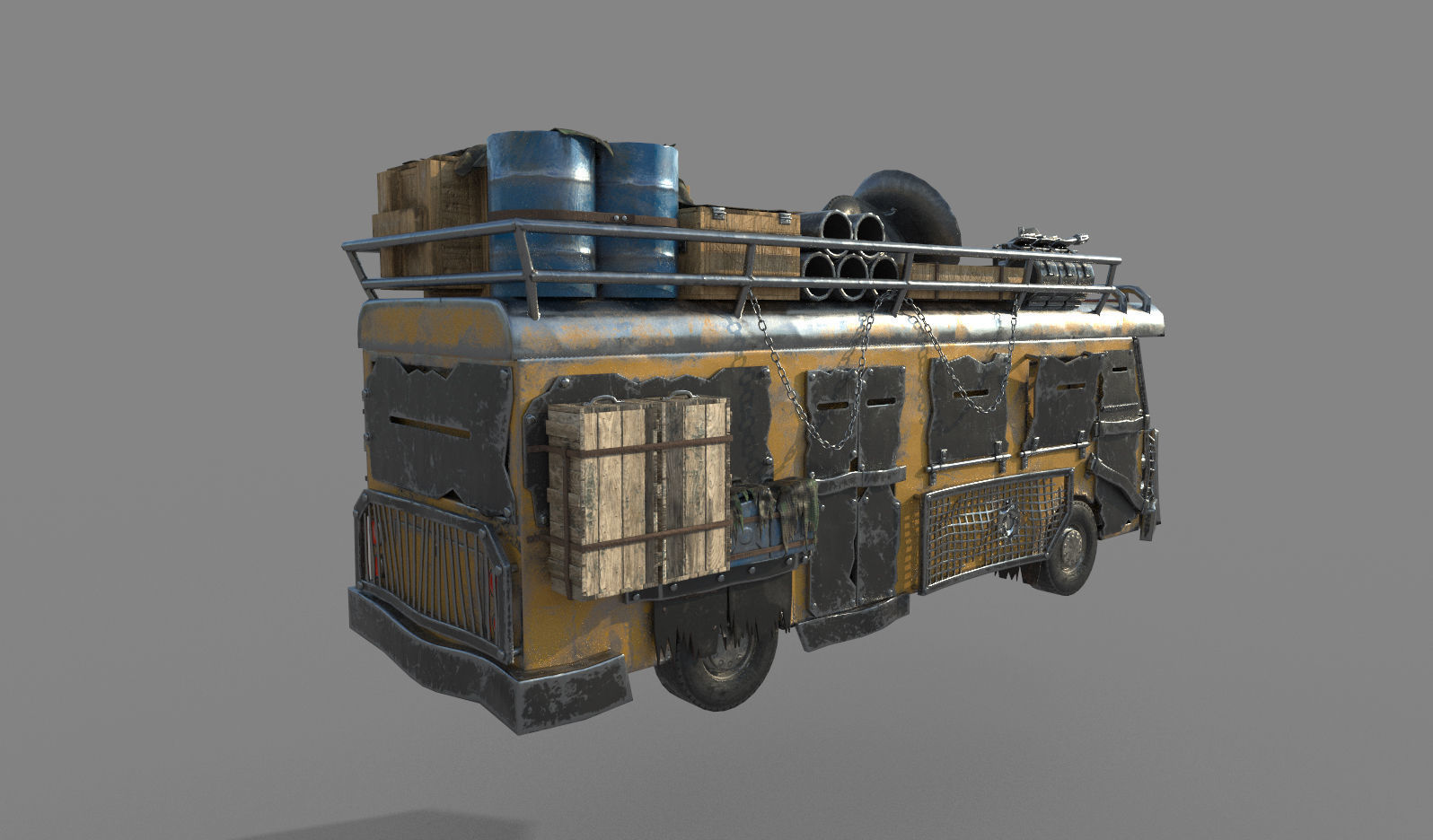 Apocalypse bus Free low-poly 3D model_6