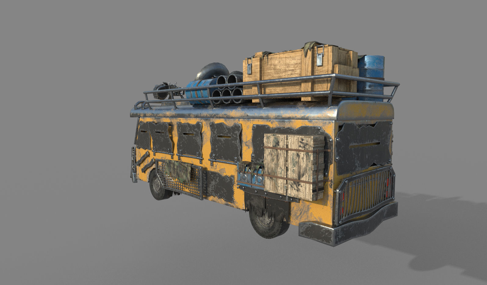Apocalypse bus Free low-poly 3D model_5