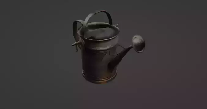 Vintage Metal Garden Watering Can 3D Model 3D model