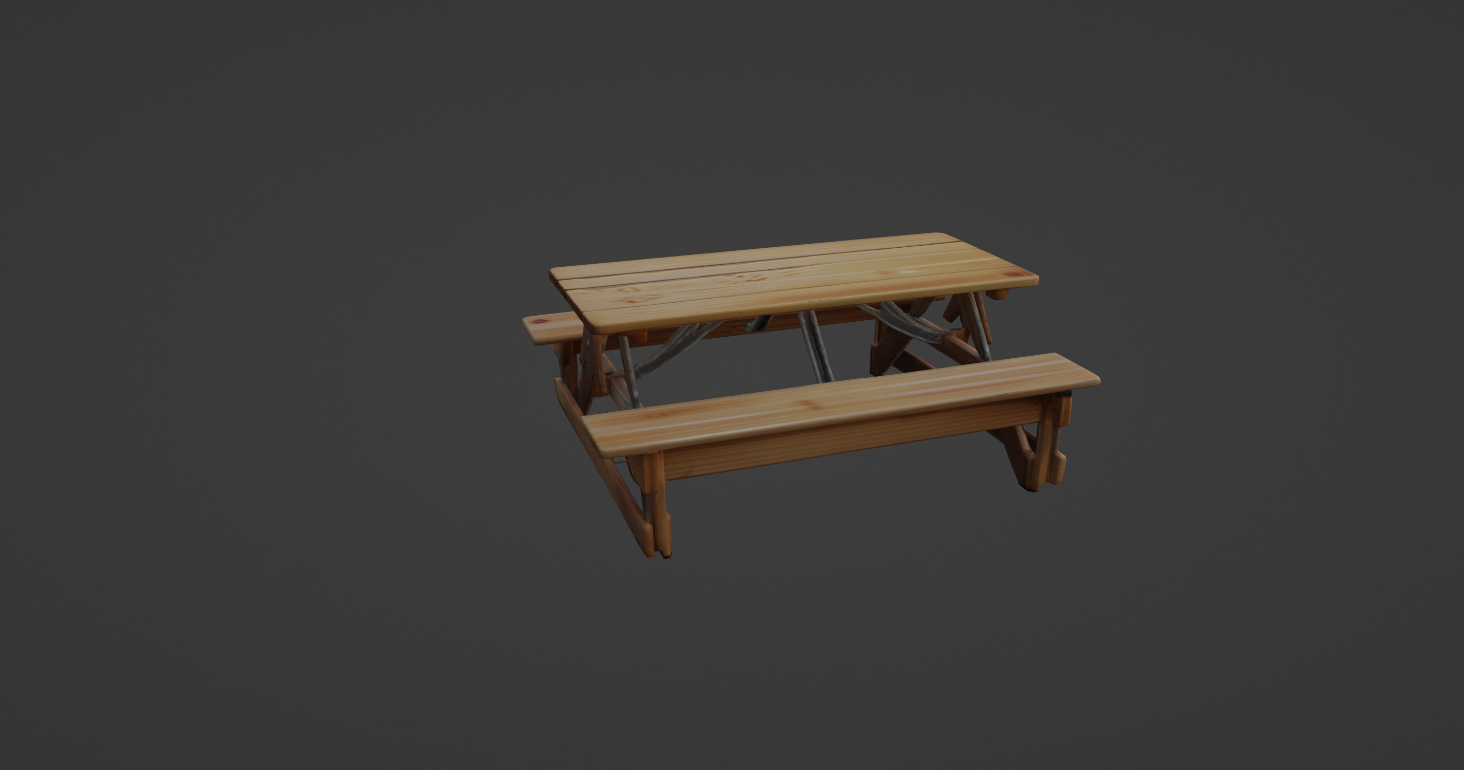 Folding Wooden Picnic Table with Attached Benches 3D model_8