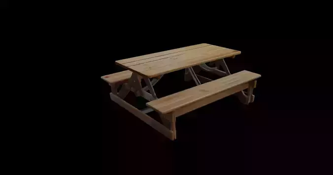 Folding Wooden Picnic Table with Attached Benches