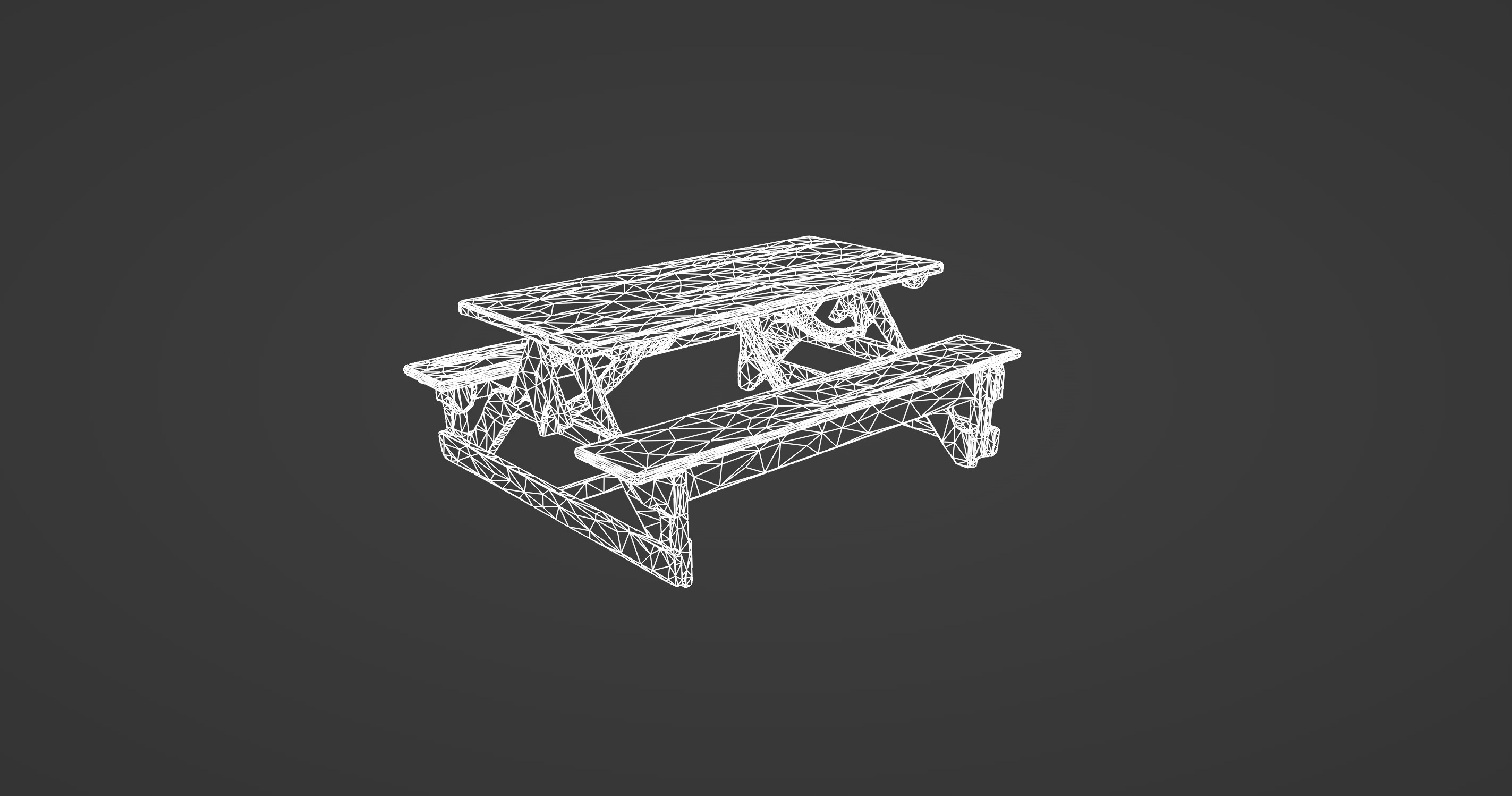 Folding Wooden Picnic Table with Attached Benches 3D model_11