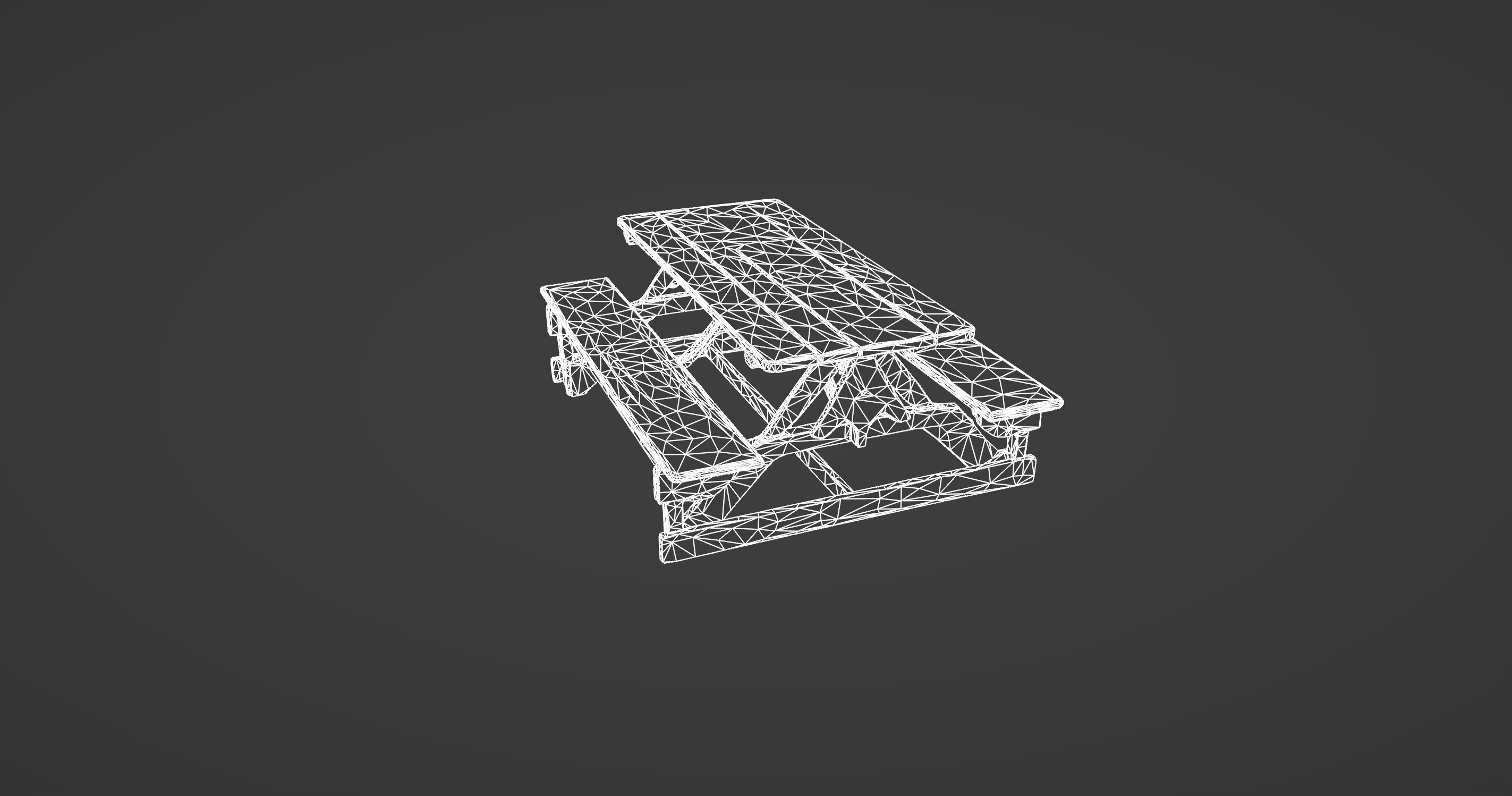 Folding Wooden Picnic Table with Attached Benches 3D model_3