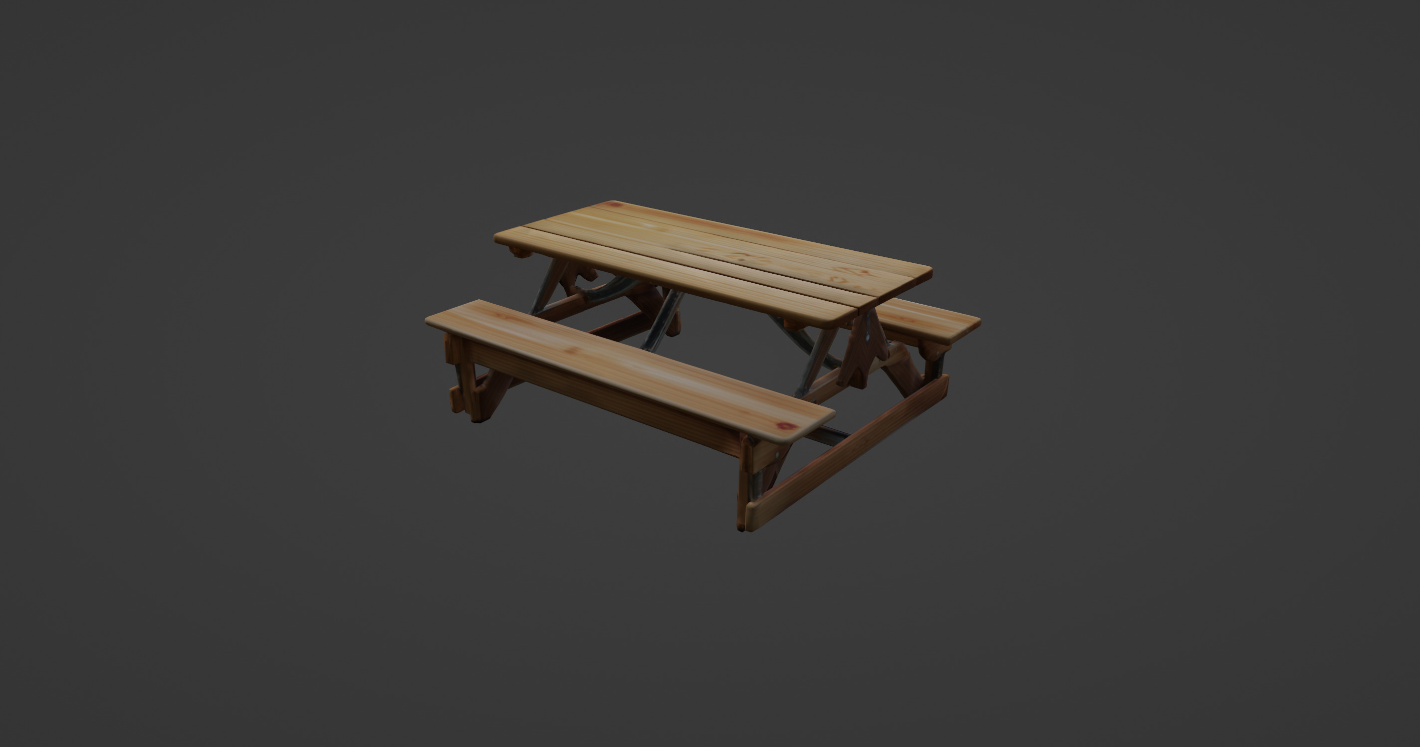 Folding Wooden Picnic Table with Attached Benches 3D model_6