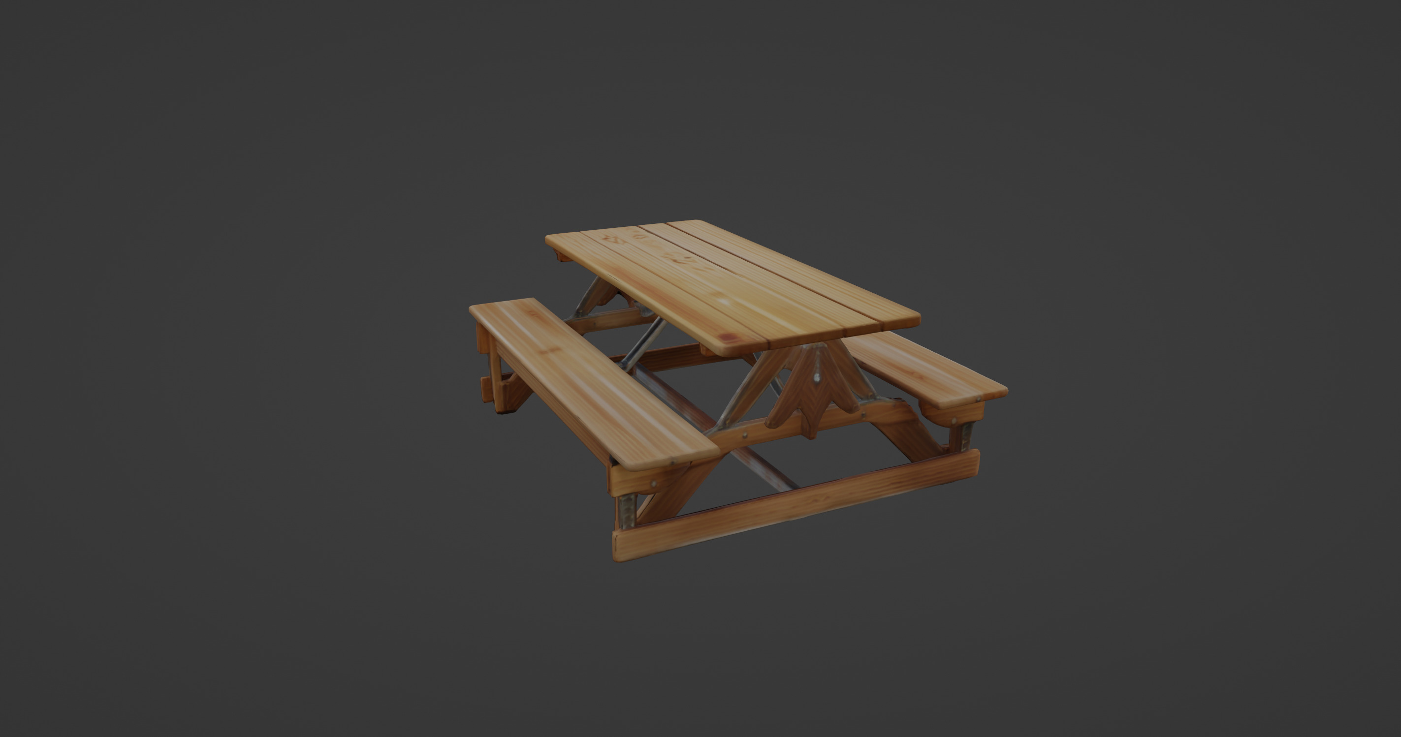 Folding Wooden Picnic Table with Attached Benches 3D model_9