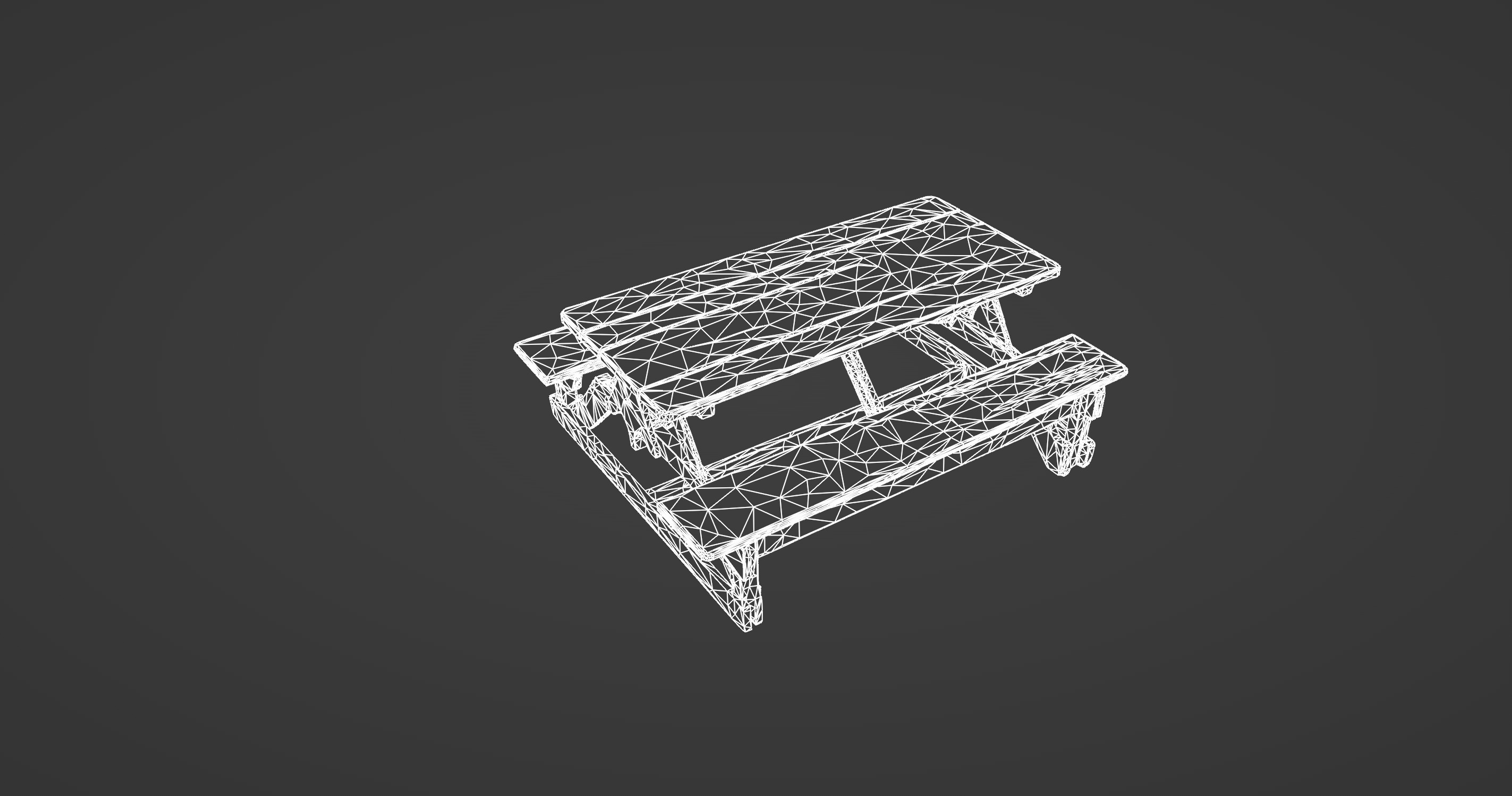 Folding Wooden Picnic Table with Attached Benches 3D model_4