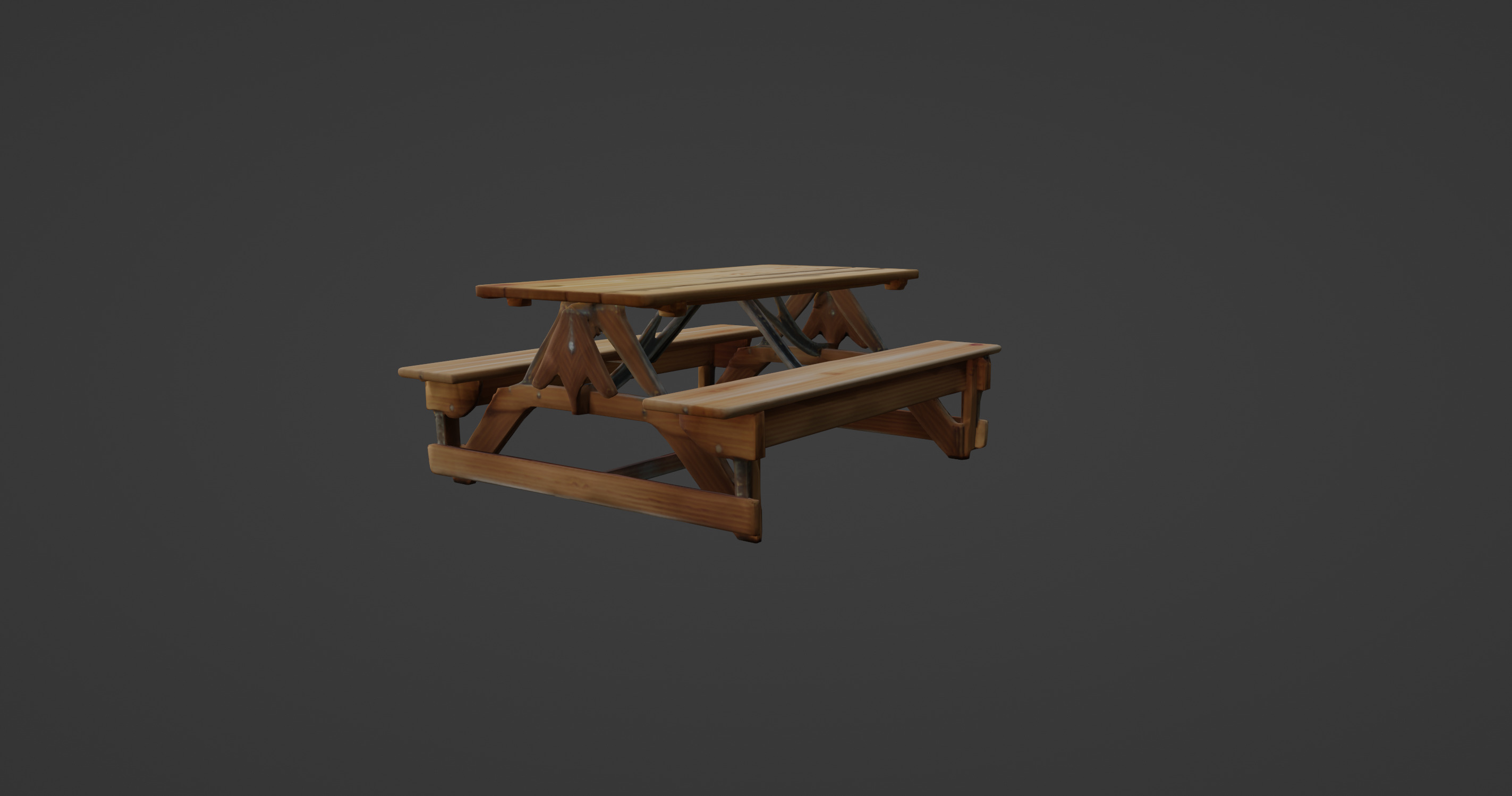 Folding Wooden Picnic Table with Attached Benches 3D model_5