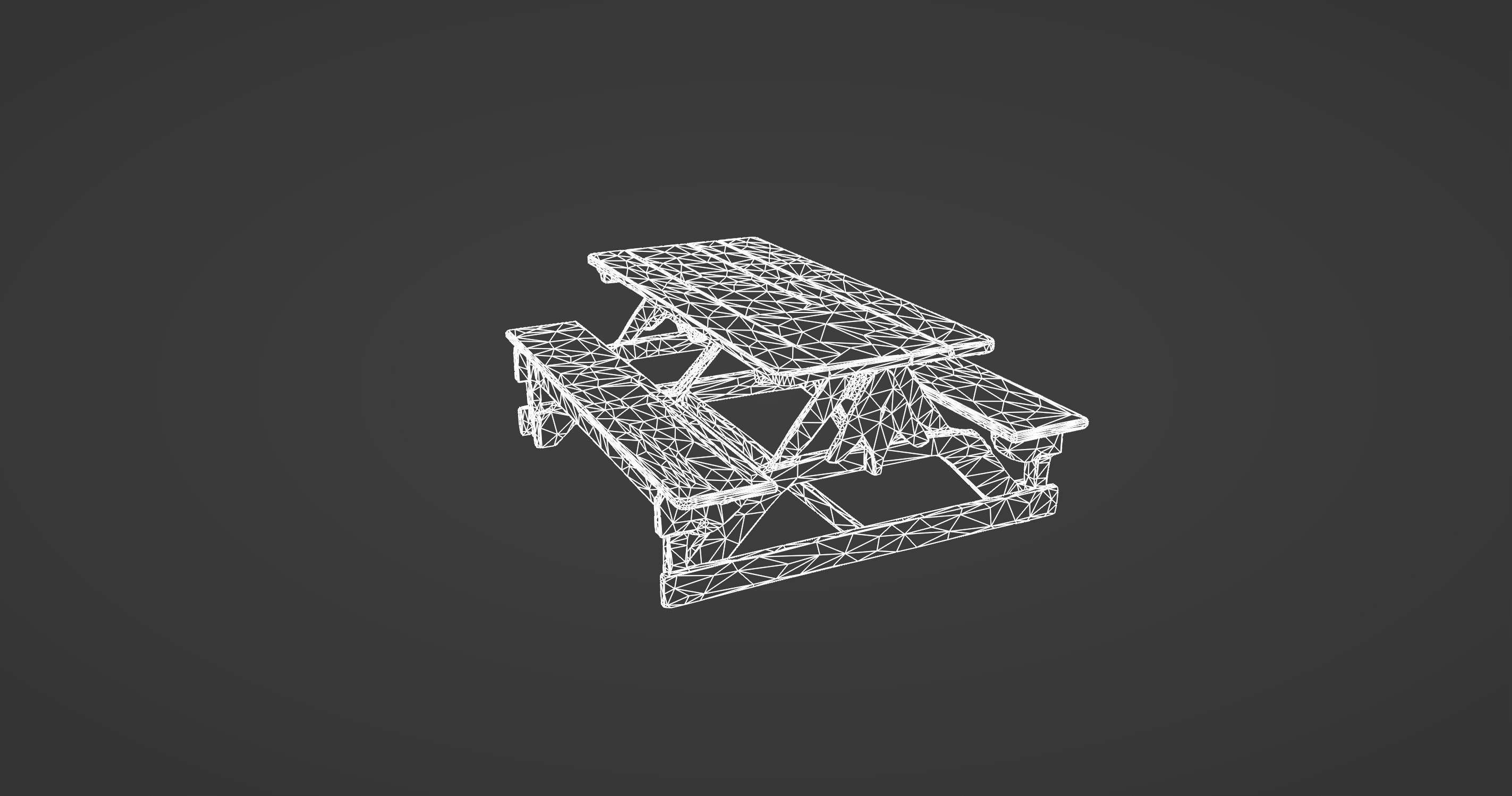 Folding Wooden Picnic Table with Attached Benches 3D model_10