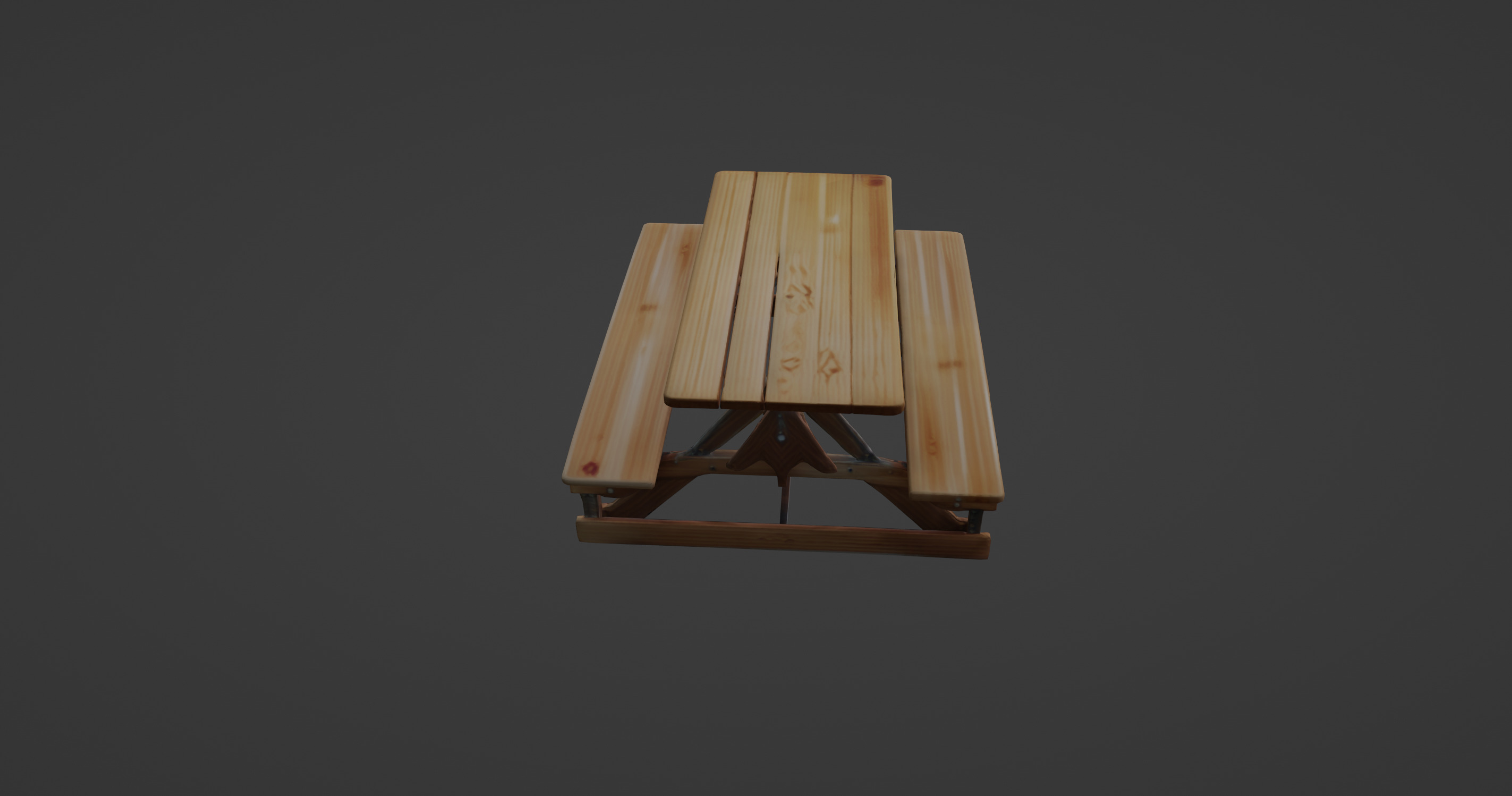 Folding Wooden Picnic Table with Attached Benches 3D model_7