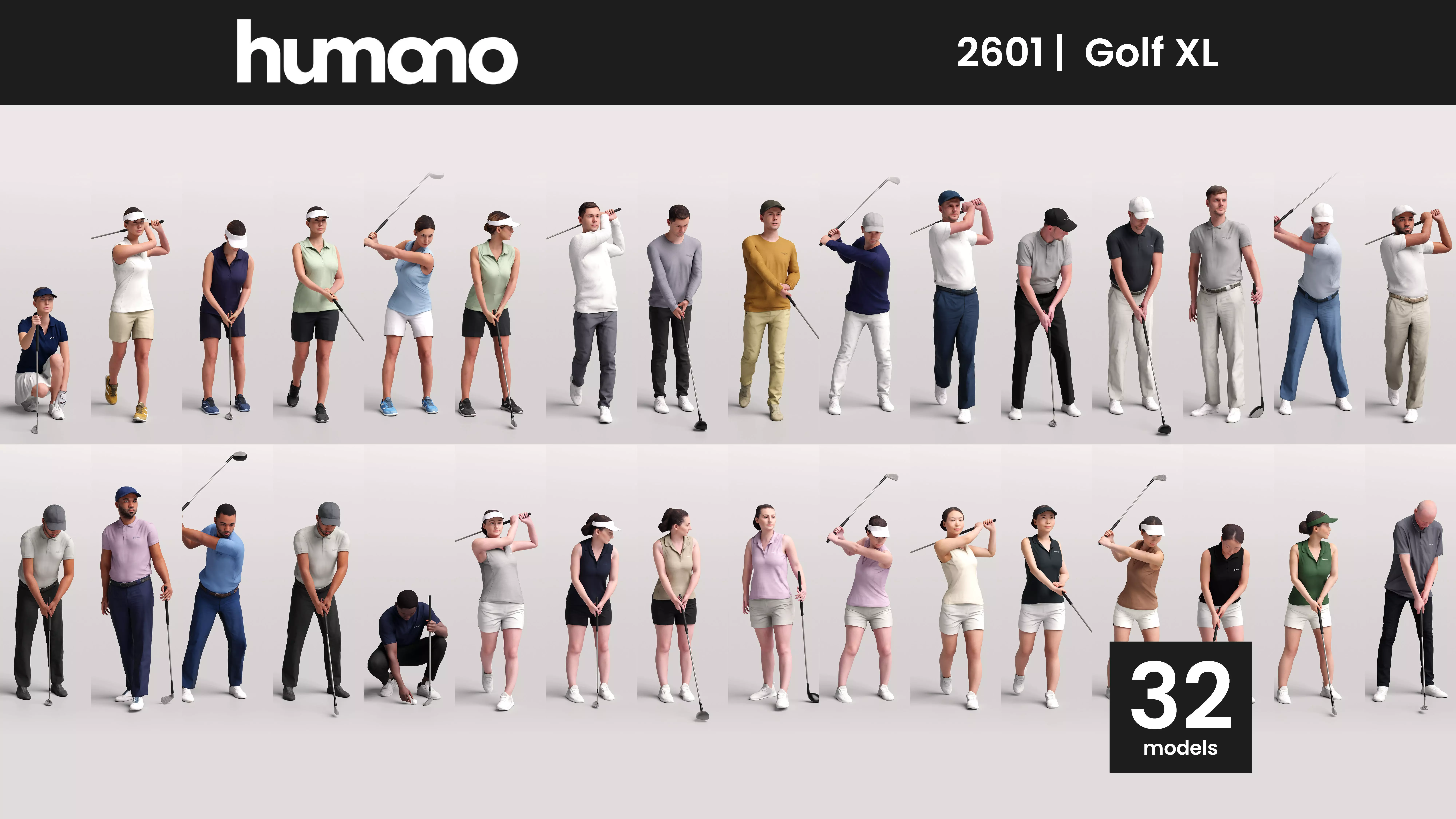 Humano 12 - Collection 2308-GOLF XL-SHOOTING -32 x 3D models  3D model_0