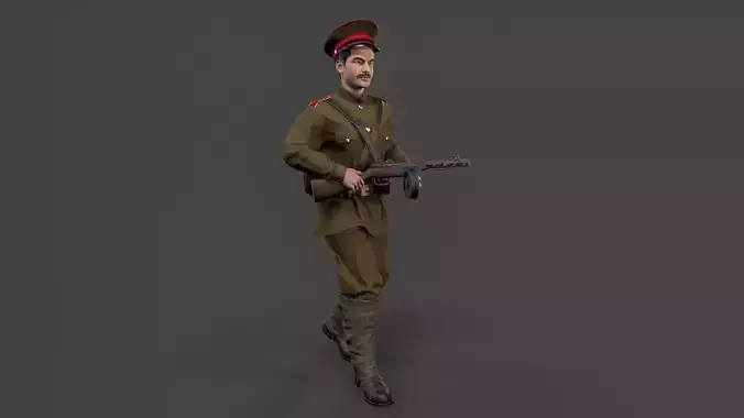 Soviet private soldier Low-poly 3D model