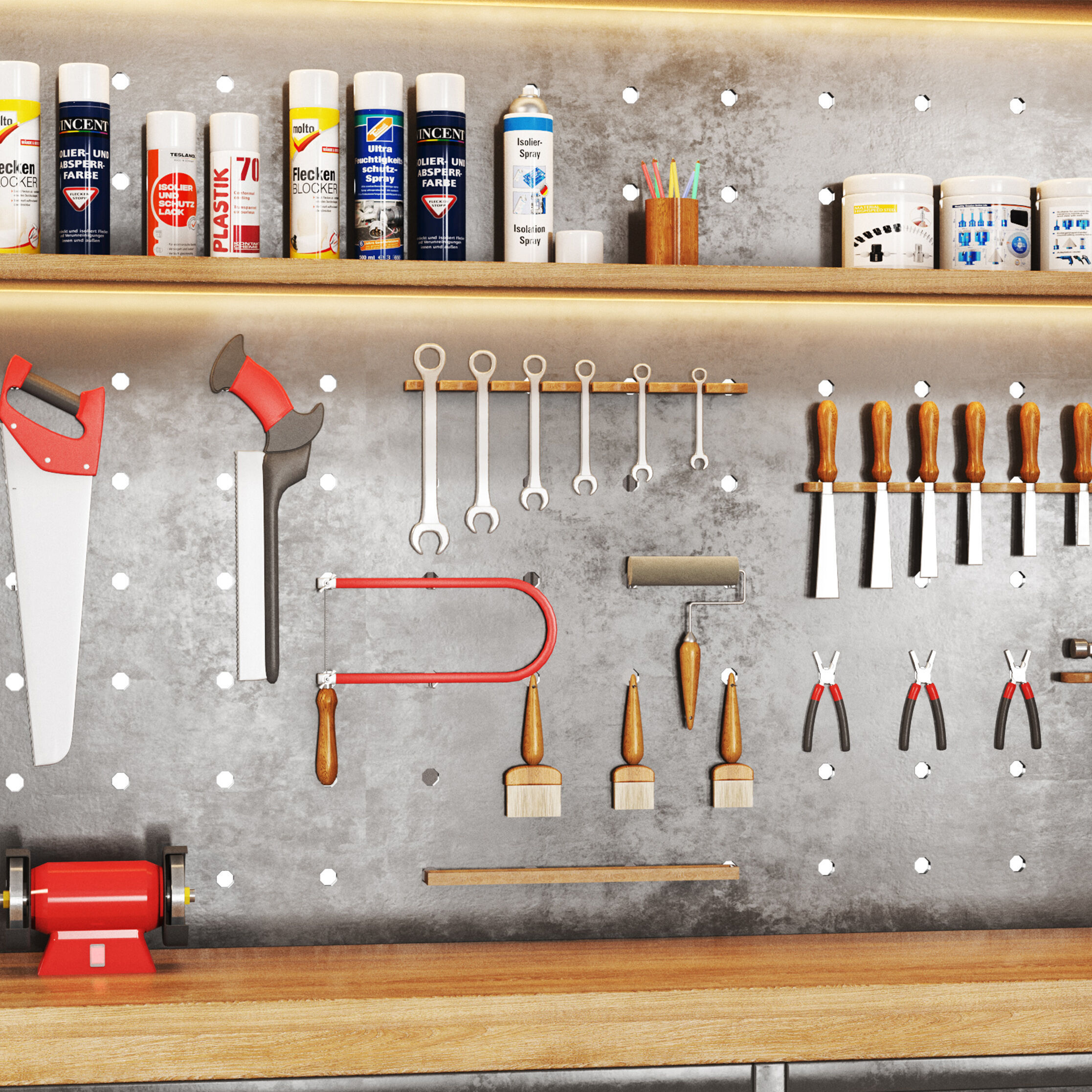 workshop 02 Garage tools work tools Low-poly 3D model_8