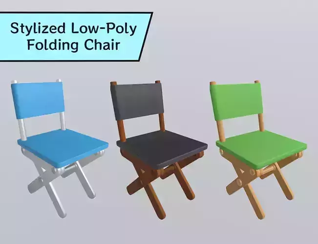 Stylized Low-Poly Folding Chair