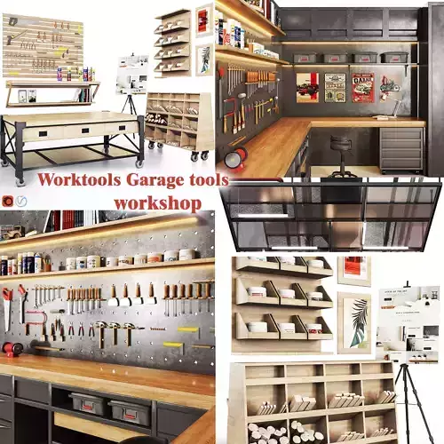 worktools workshop  garage tools 3D Model Collection
